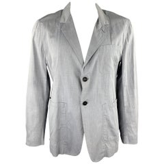 YVES SAINT LAURENT Size 44 Grey Window Pane Cotton Light Weight Sport Coat