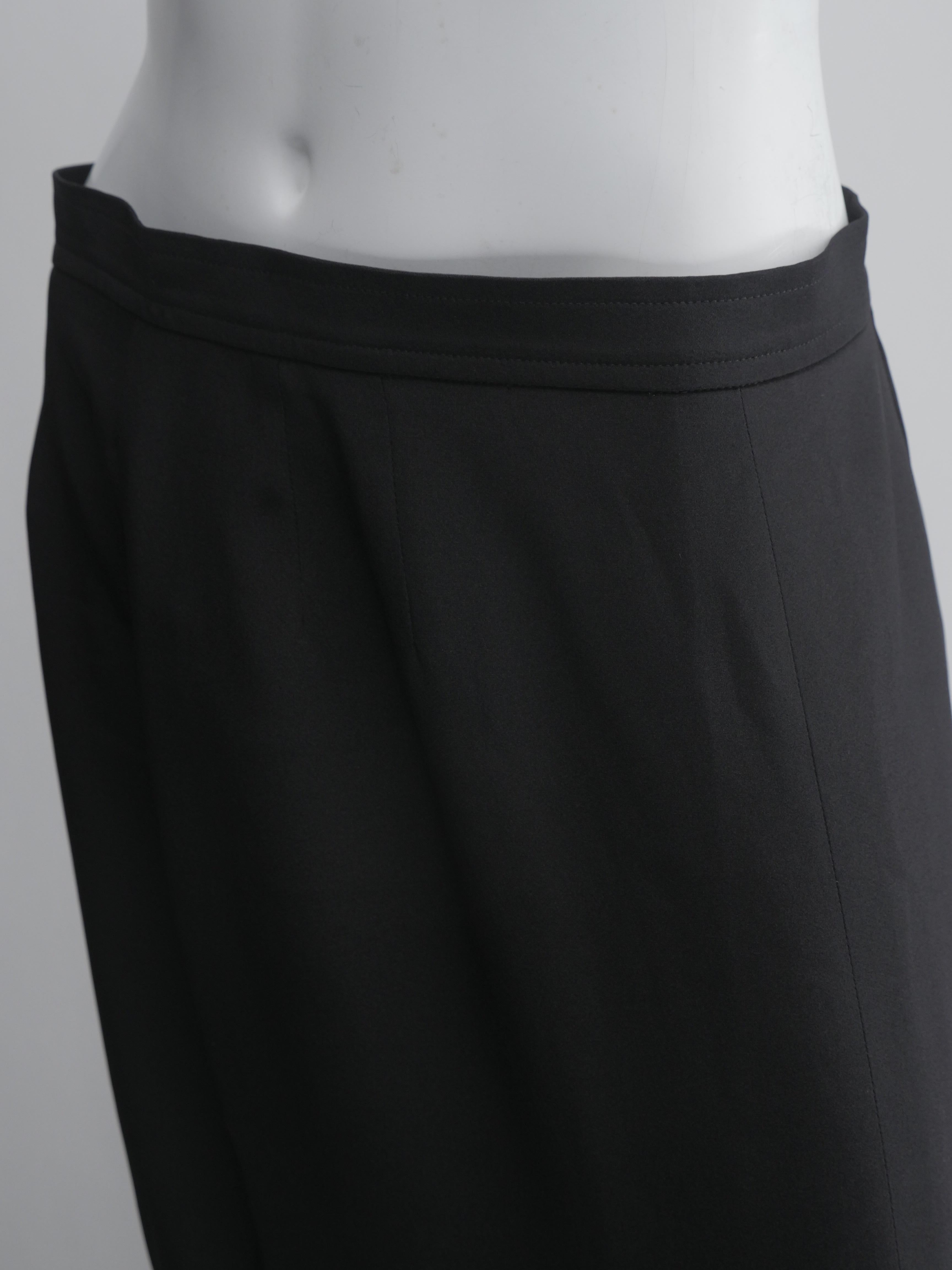 Vintage YSL Black silk Maxi skirt with Large slit