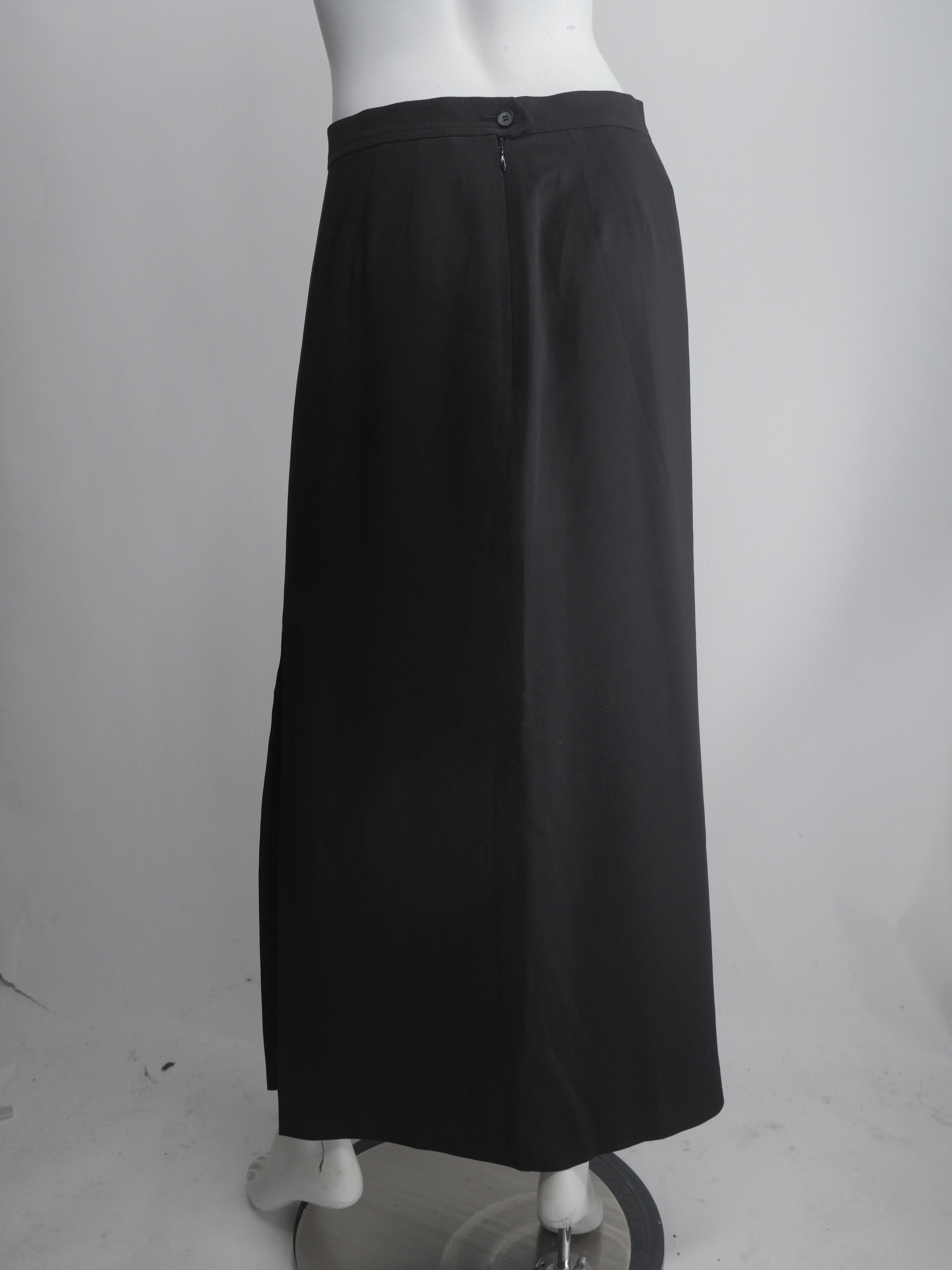 Yves Saint Laurent Size 46 Black Silk Maxi Skirt In Good Condition In Bridgehampton, NY