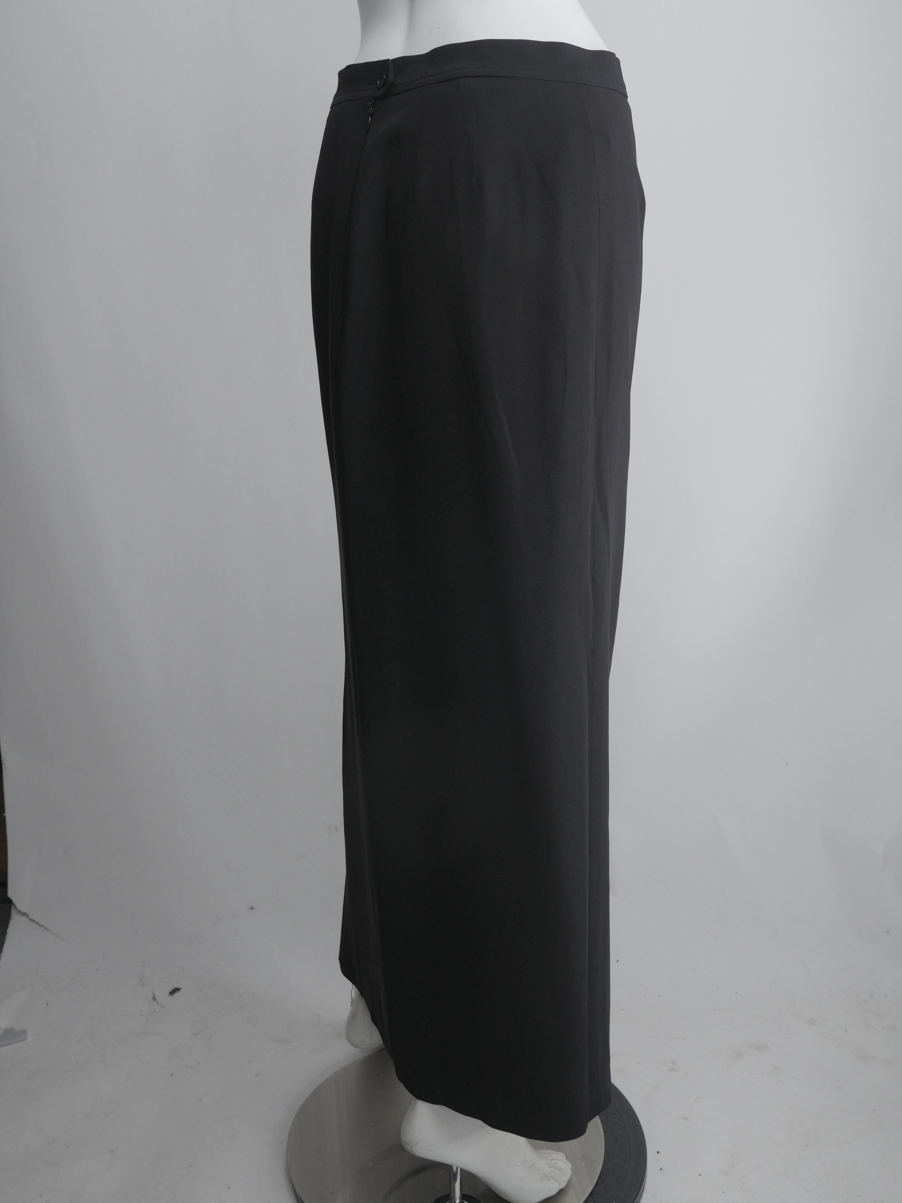 Yves Saint Laurent Size 46 Black Silk Maxi Skirt 1