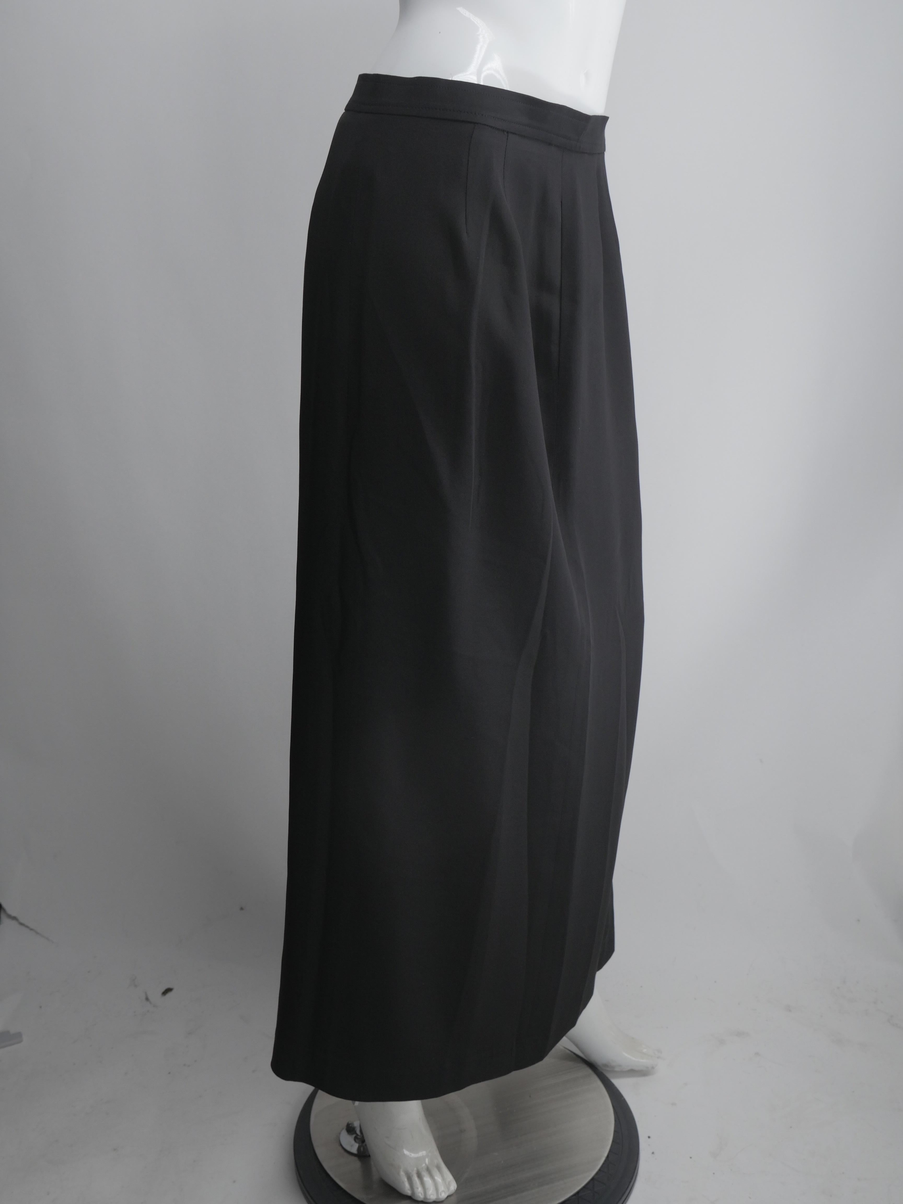Yves Saint Laurent Size 46 Black Silk Maxi Skirt 2