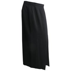 Yves Saint Laurent Size 46 Black Silk Maxi Skirt
