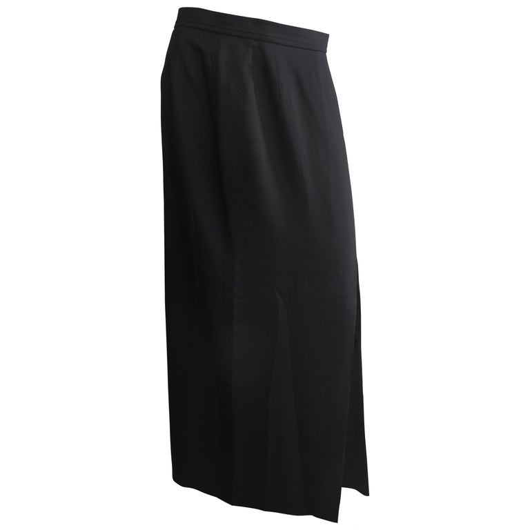 Yves Saint Laurent Size 46 Black Silk Maxi Skirt at 1stDibs