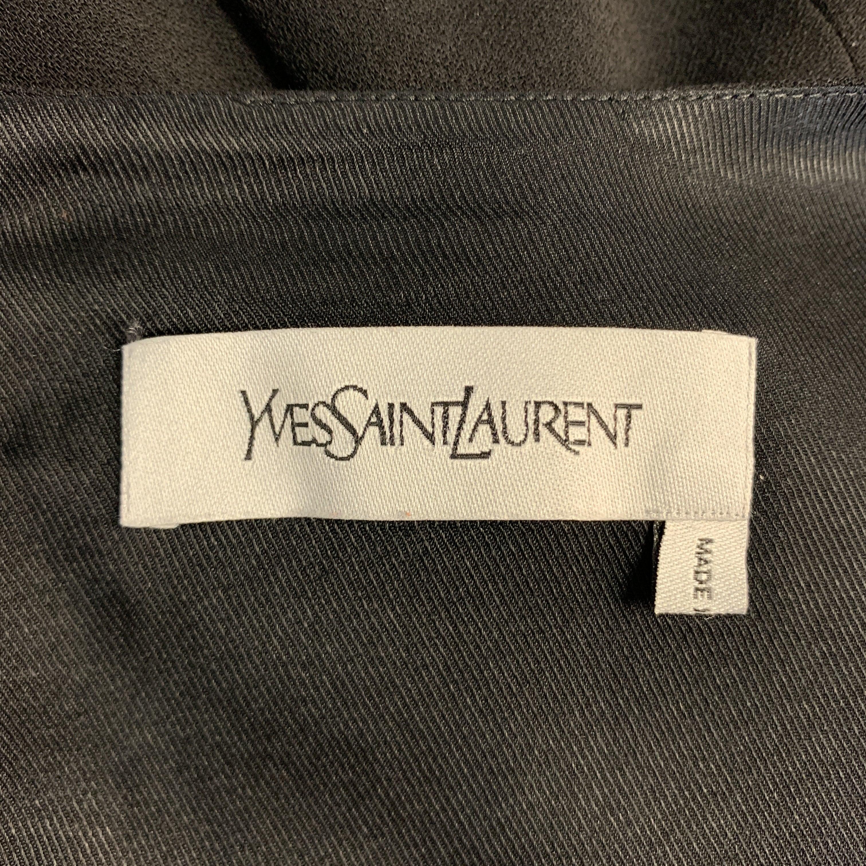 YVES SAINT LAURENT Size 6 Black Wool / Elastane Shift Dress For Sale 2