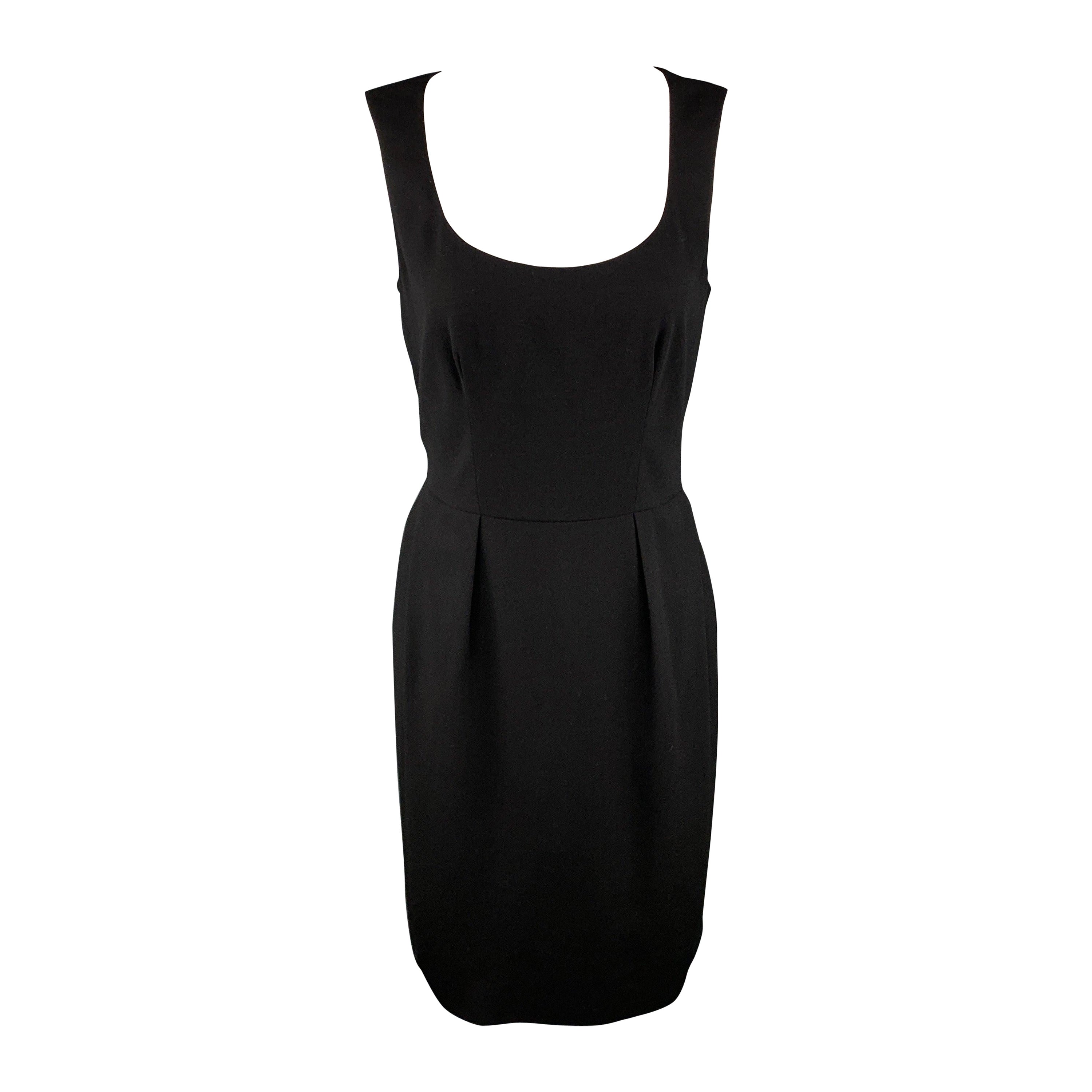 Yves Saint Laurent Taille 6 Robe droite en laine noire et élasthanne