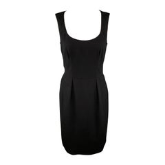 Yves Saint Laurent Taille 6 Robe droite en laine noire et élasthanne