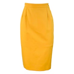 YVES SAINT LAURENT Size 6 Mustard Yellow Wool Twill Pencil Skirt