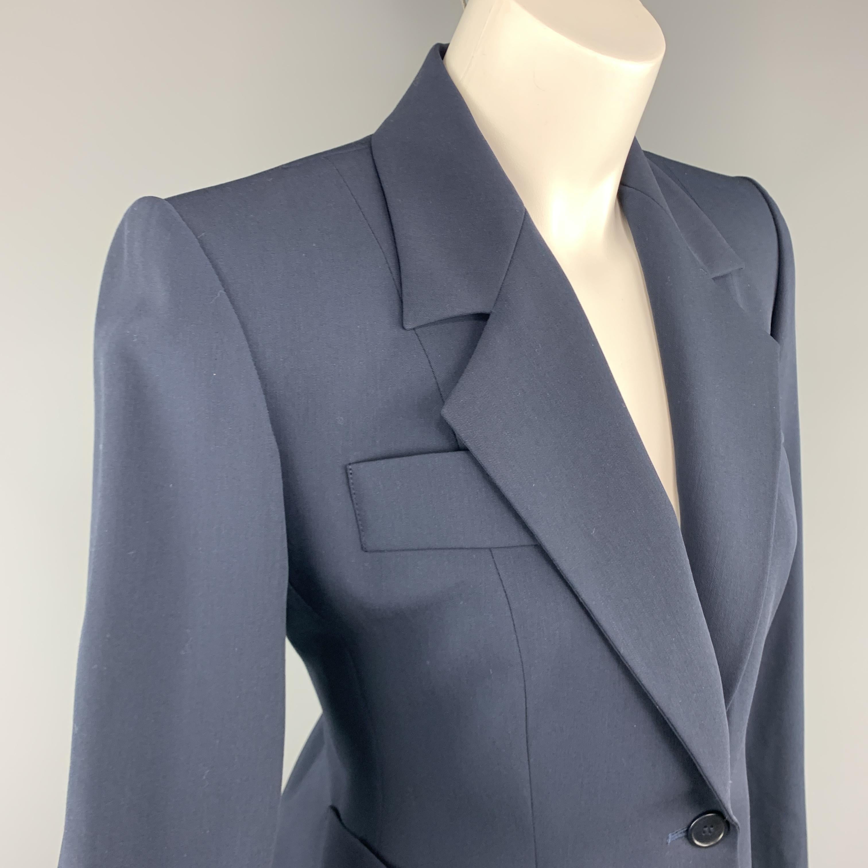 YVES SAINT LAURENT Size 6 Navy Virgin Wool Cropped Sport Jacket In Excellent Condition In San Francisco, CA