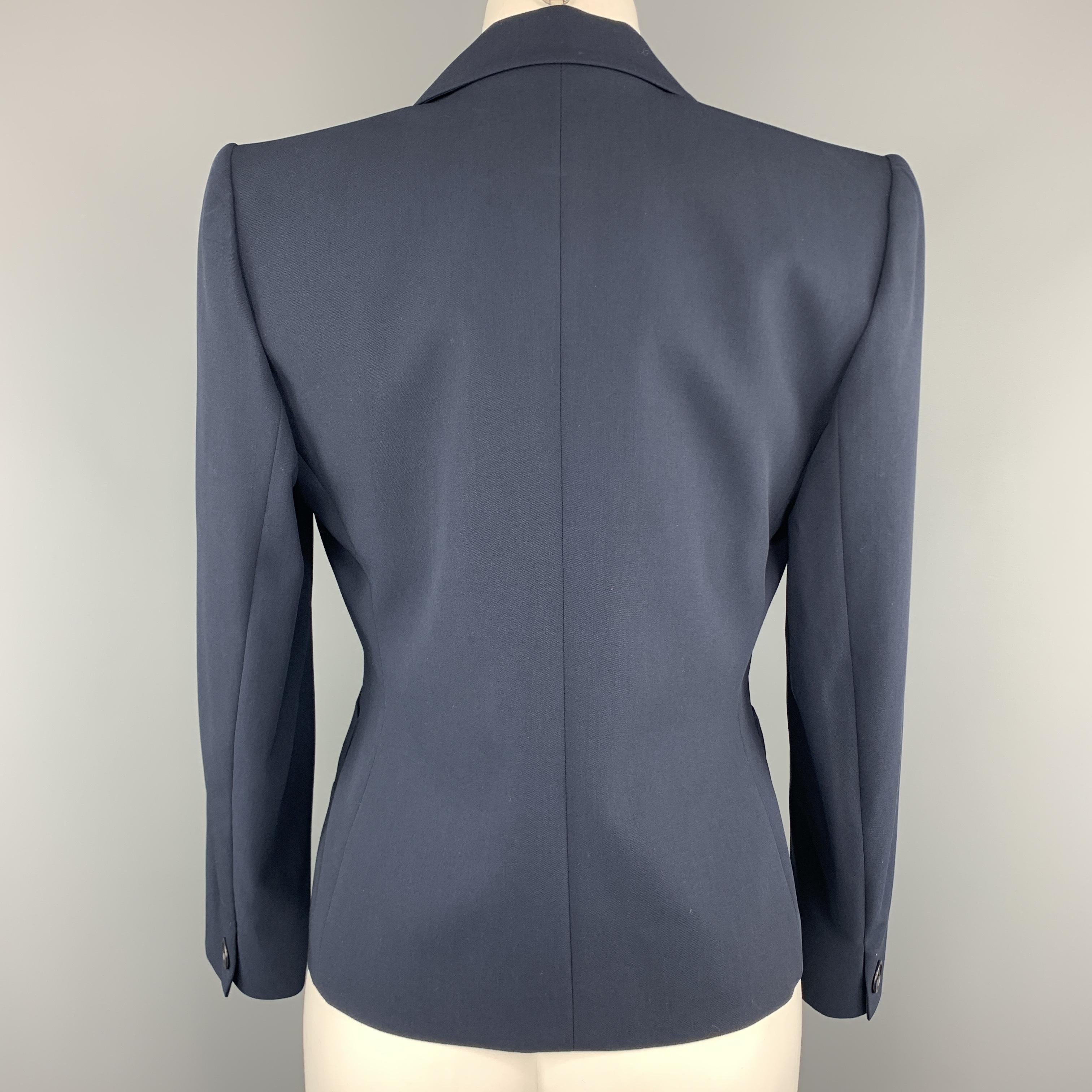 Women's YVES SAINT LAURENT Size 6 Navy Virgin Wool Cropped Sport Jacket
