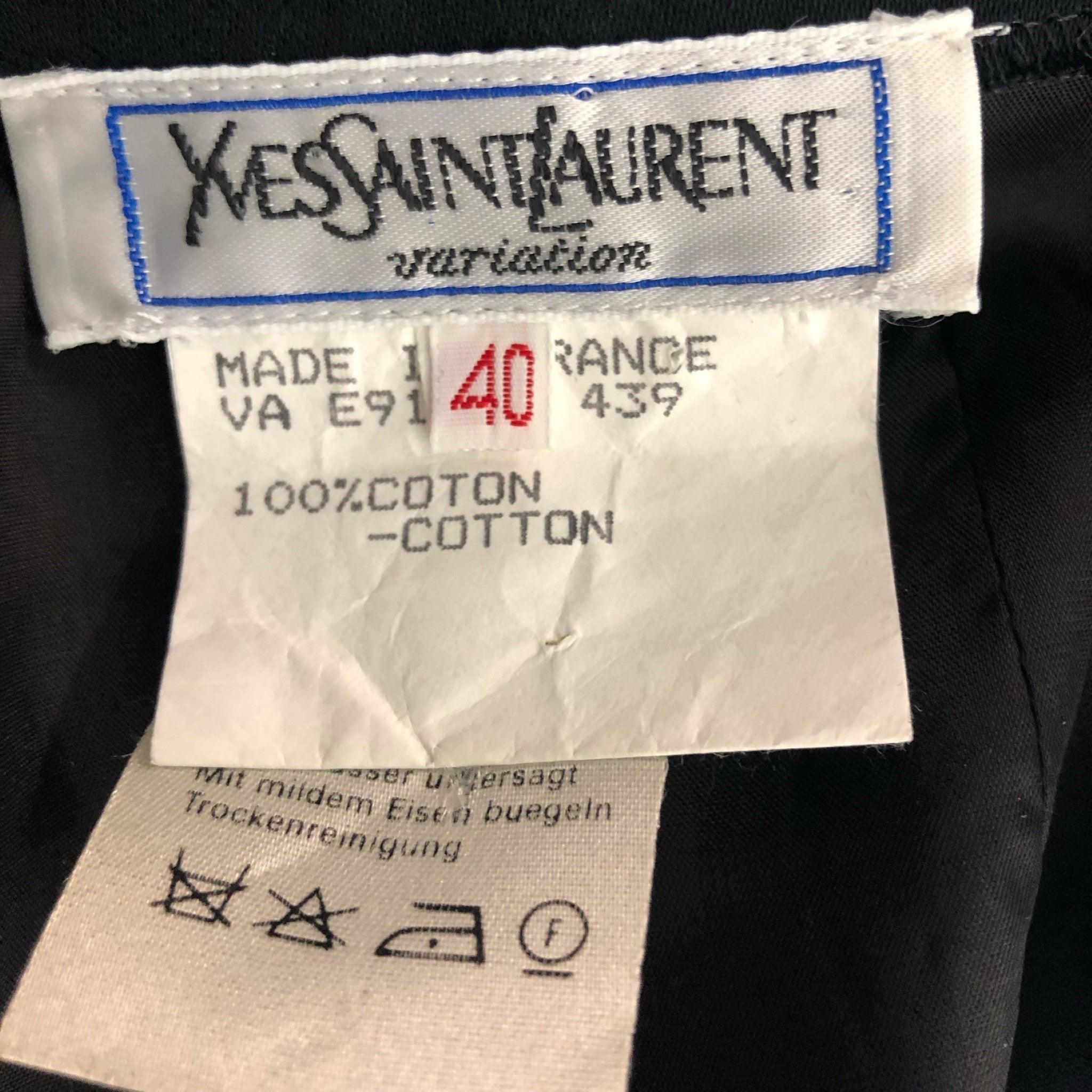 YVES SAINT LAURENT Size 8 Black Cotton Solid Pencil Below Knee Skirt In Excellent Condition For Sale In San Francisco, CA
