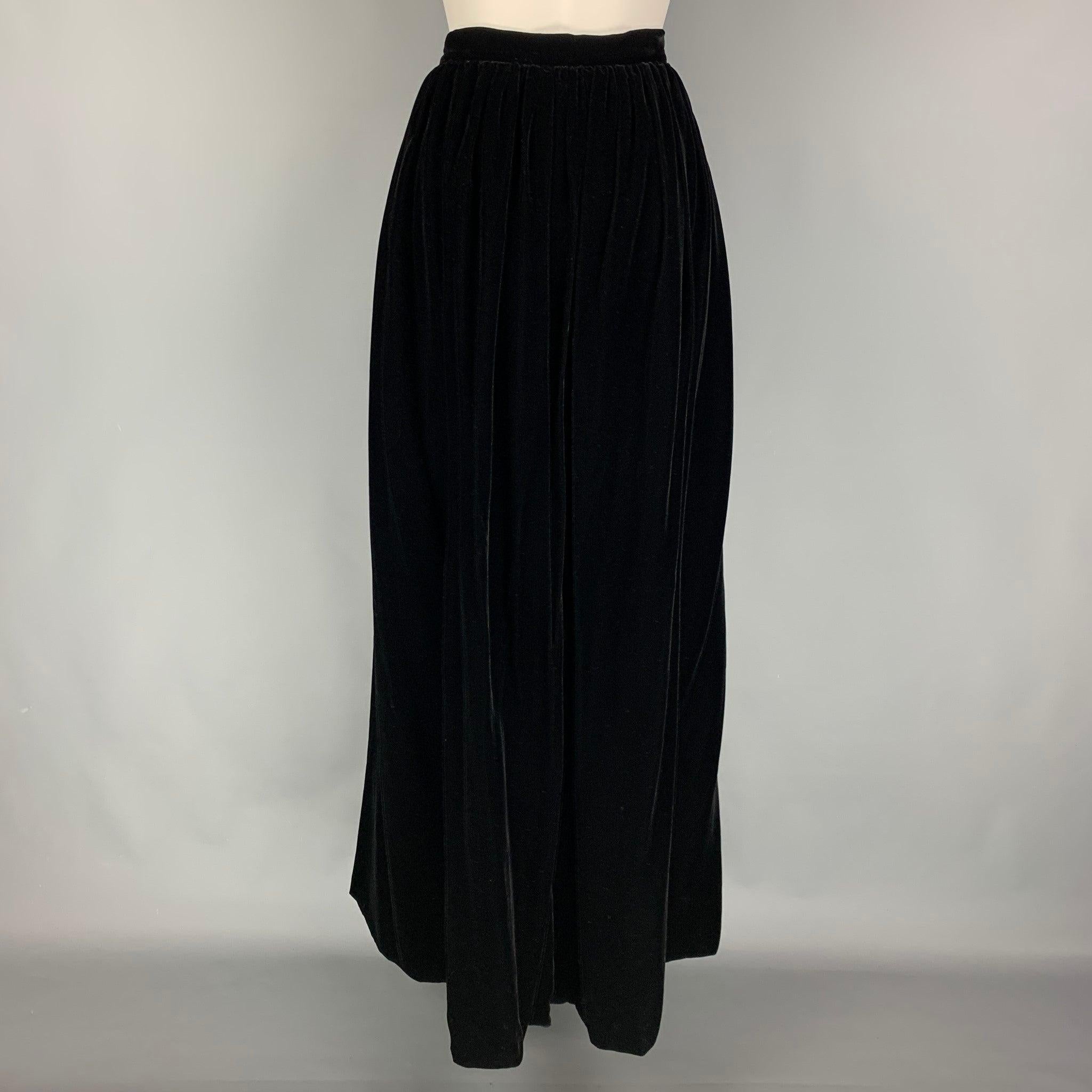 YVES SAINT LAURENT Size 8 Black Rayon Blend Pleated Long Skirt In Excellent Condition In San Francisco, CA