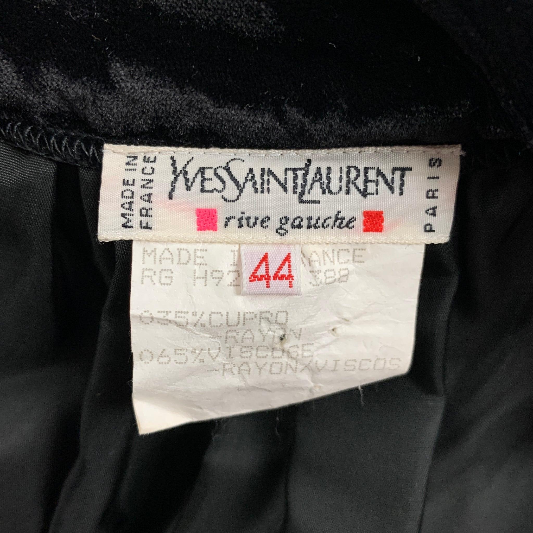 Women's YVES SAINT LAURENT Size 8 Black Rayon Blend Pleated Long Skirt