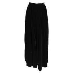 YVES SAINT LAURENT Size 8 Black Rayon Blend Pleated Long Skirt