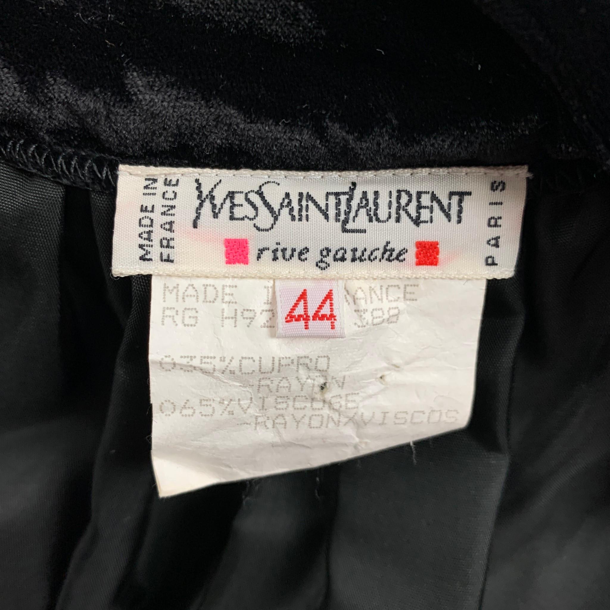Women's YVES SAINT LAURENT Size 8 Black Rayon Viscose Pleated Skirt