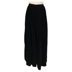 YVES SAINT LAURENT Size 8 Black Rayon Viscose Pleated Skirt