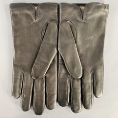YVES SAINT LAURENT Size 9 Black Leather Gloves