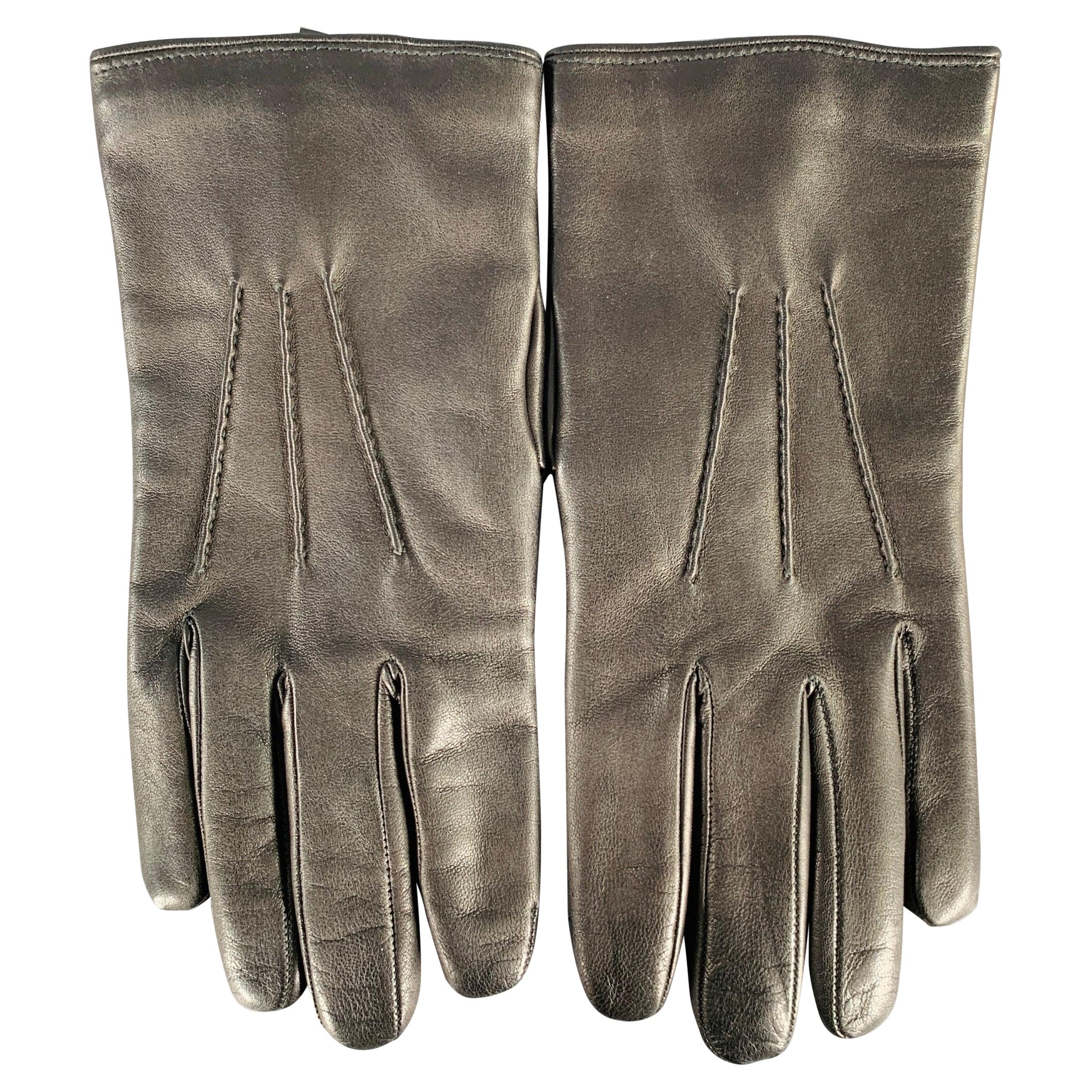 YVES SAINT LAURENT Größe 9 Schwarze Lederhandschuhe