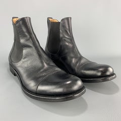YVES SAINT LAURENT Size 9 Black Leather Toe Cap Chelsea Boots