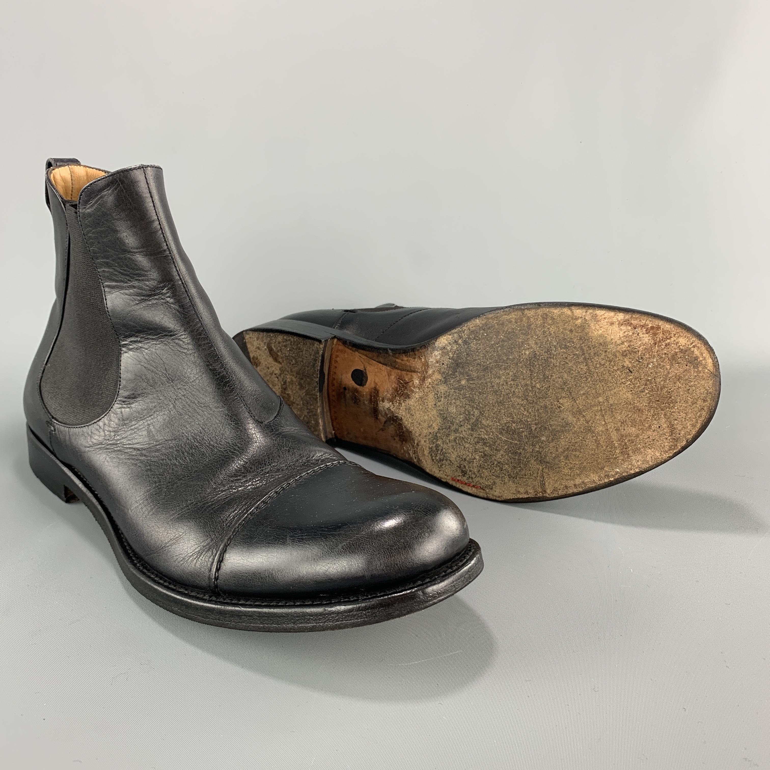 YVES SAINT LAURENT Size 9 Black Leather Toe Cap Chelsea Boots In Good Condition In San Francisco, CA