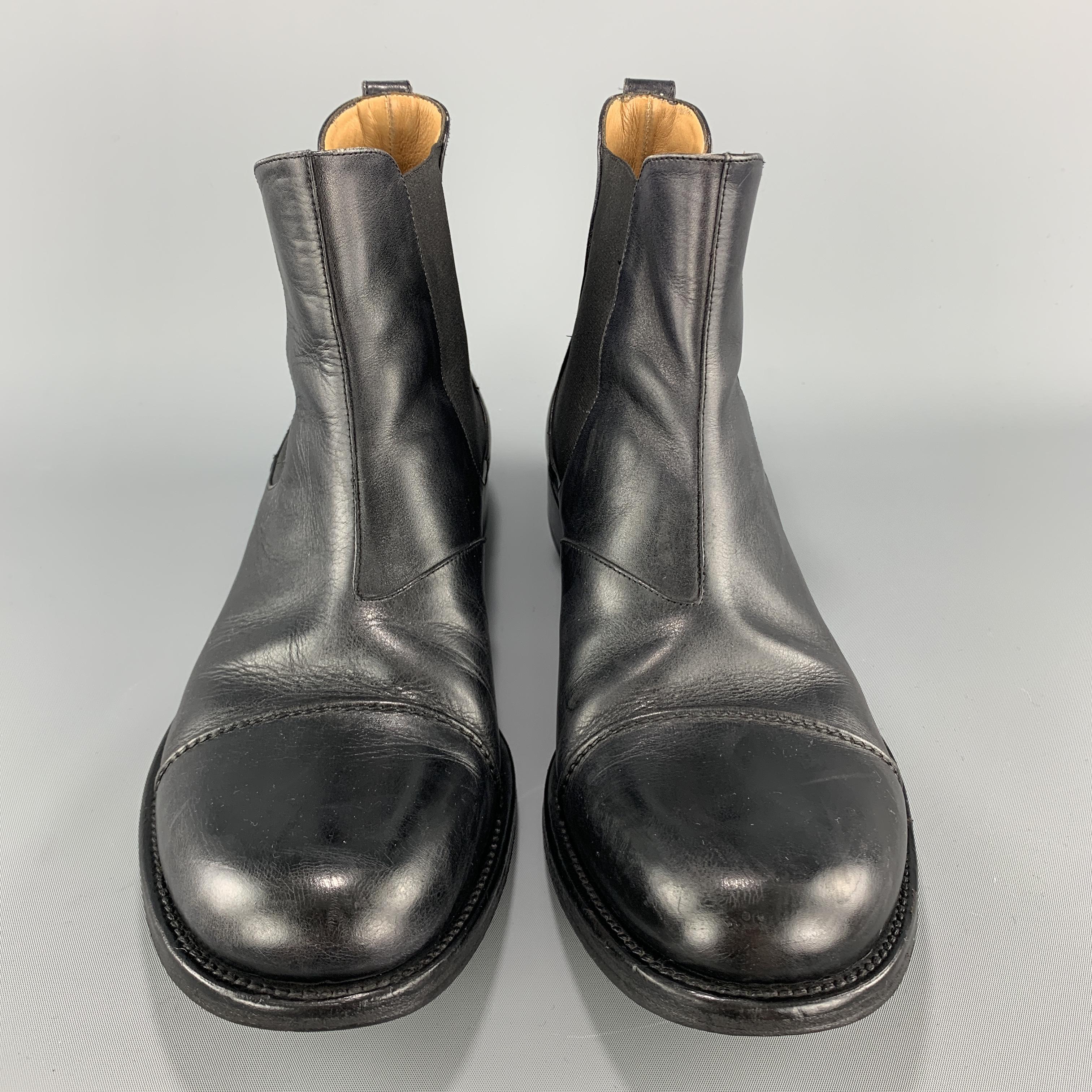 Men's YVES SAINT LAURENT Size 9 Black Leather Toe Cap Chelsea Boots