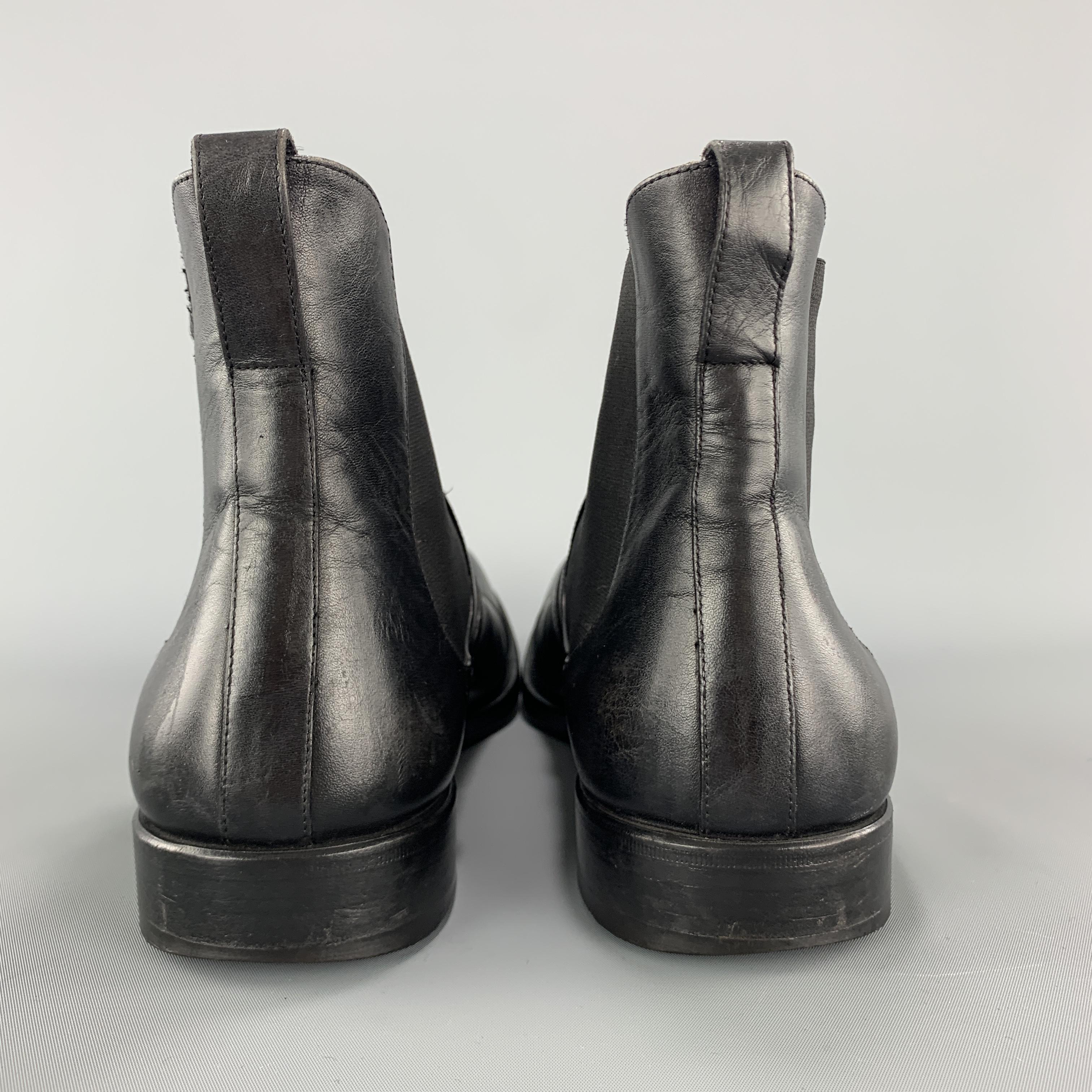 YVES SAINT LAURENT Size 9 Black Leather Toe Cap Chelsea Boots 3