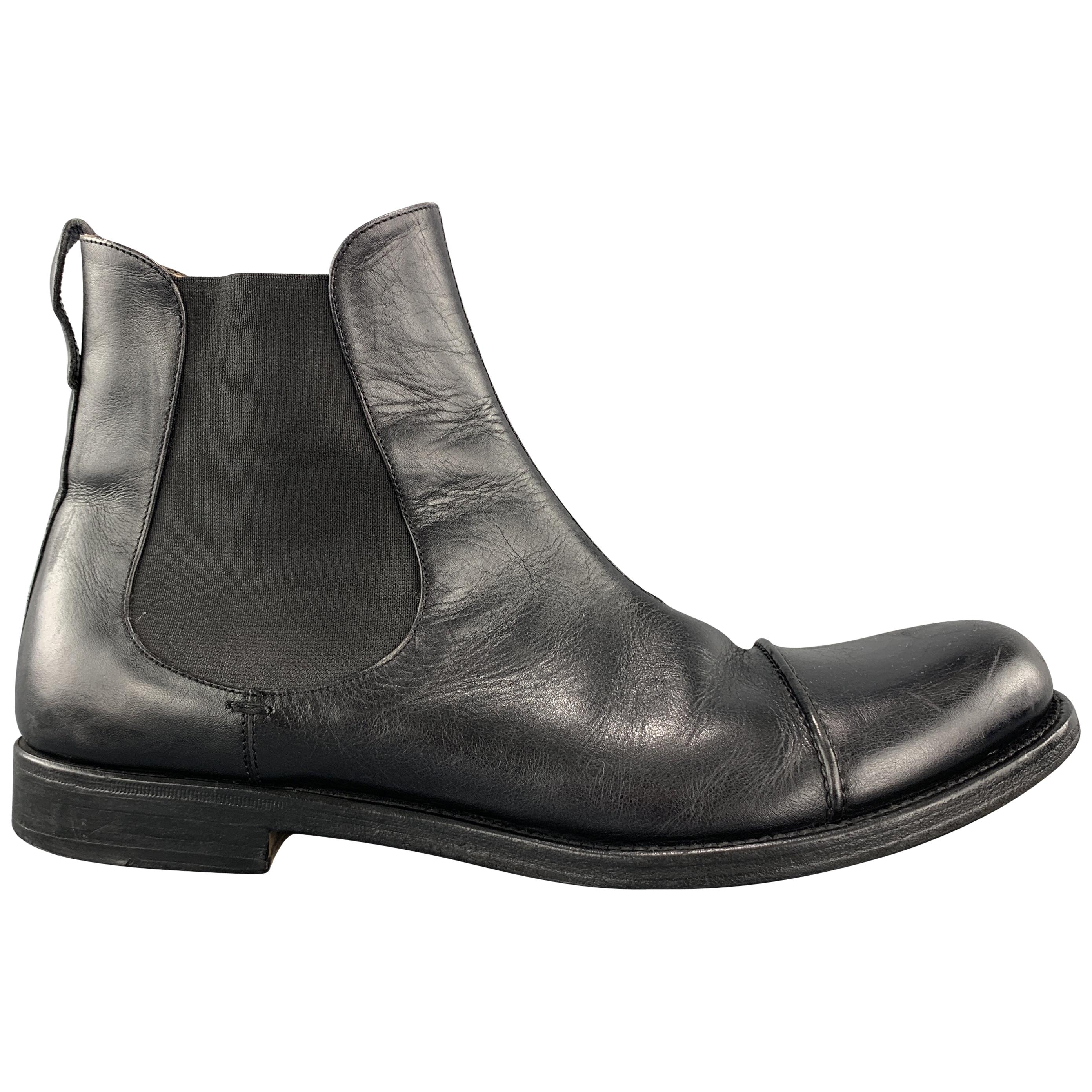 YVES SAINT LAURENT Size 9 Black Leather Toe Cap Chelsea Boots