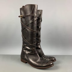 YVES SAINT LAURENT Size 9 Brown Leather Pull On Boots