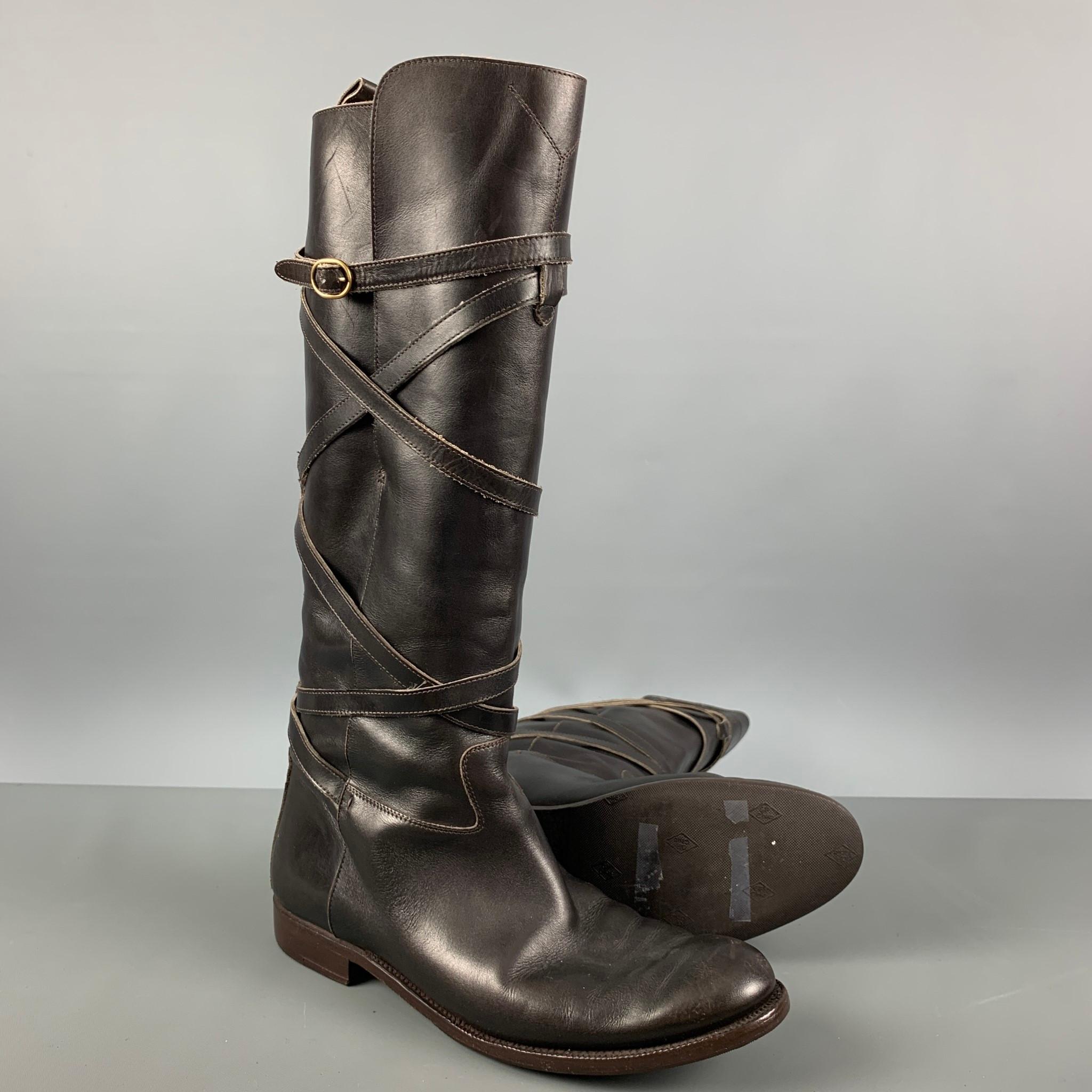 Women's or Men's YVES SAINT LAURENT Size 9 Brown Leather Pull On Boots