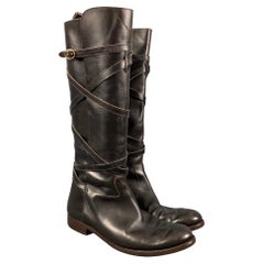 YVES SAINT LAURENT Size 9 Brown Leather Pull On Boots