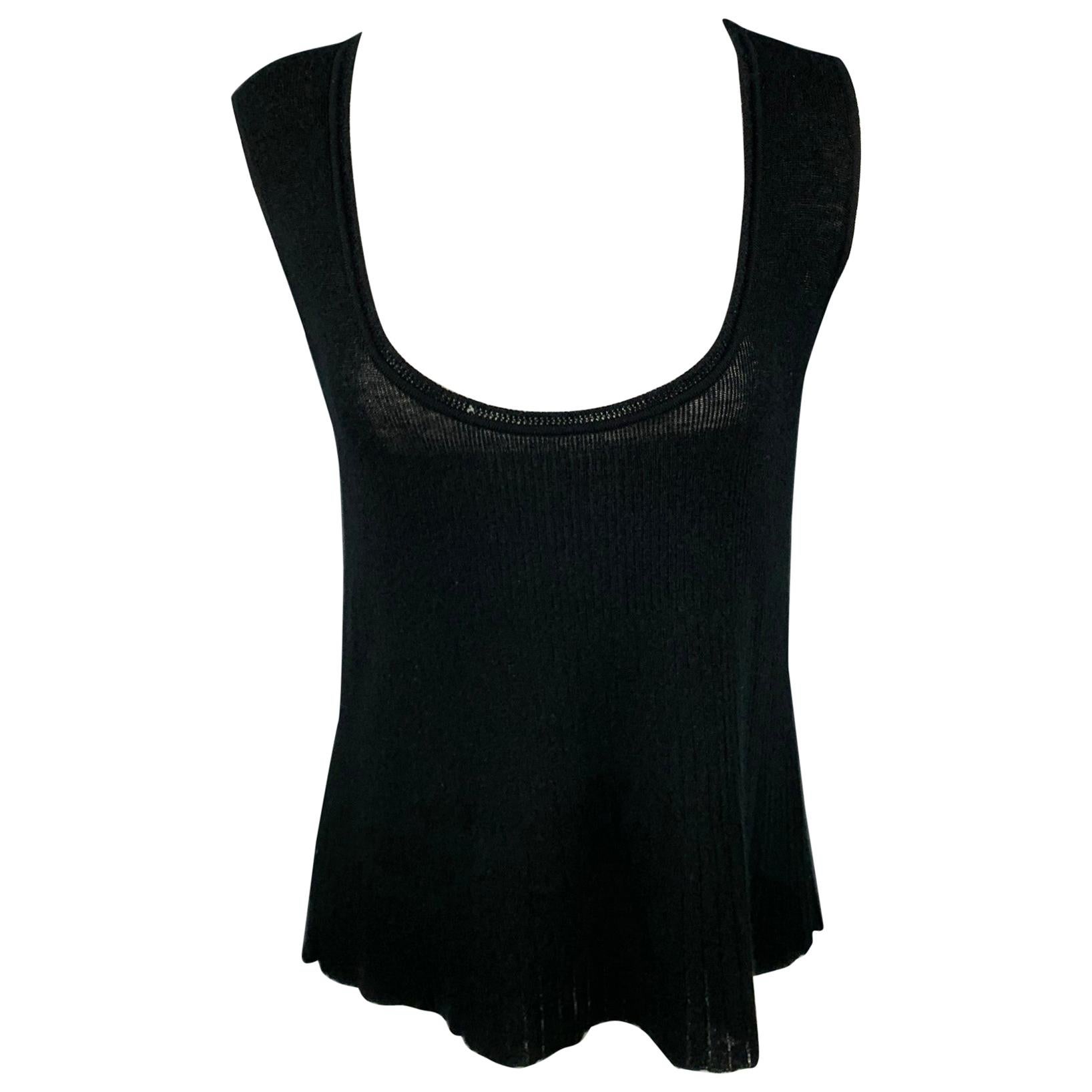 YVES SAINT LAURENT Size L Black Knitted Cashmere Tank Top