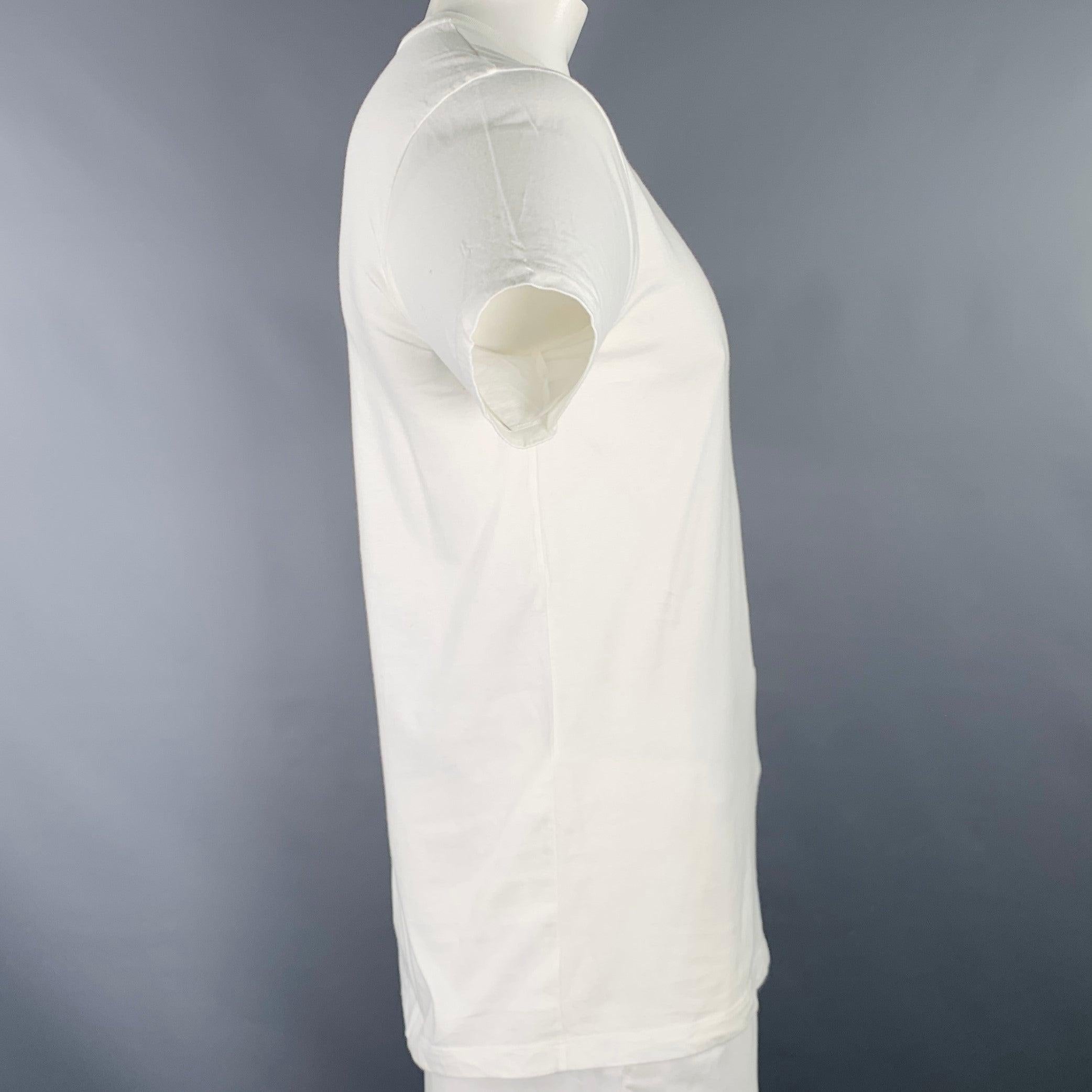 Beige IVES SAINT LAURENT Size L White Black Figures Cotton Short Sleeve T-shirt en vente