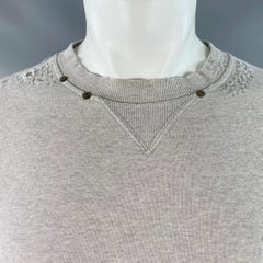 YVES SAINT LAURENT Größe M Heather Grey Cotton Distressed Studded Sweatshirt