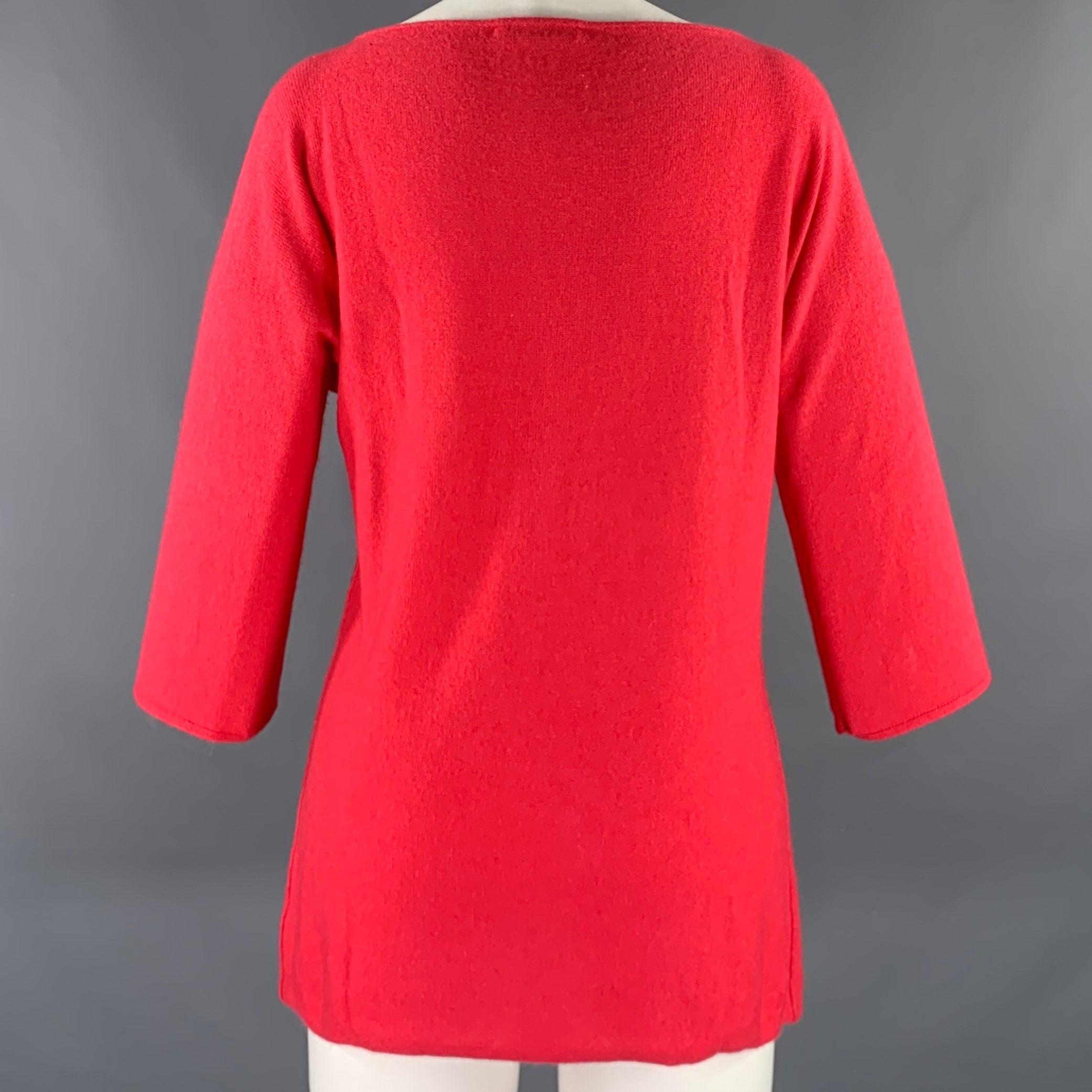 YVES SAINT LAURENT Size M Pink Coral Dolman Sleeve Pullover In Excellent Condition For Sale In San Francisco, CA