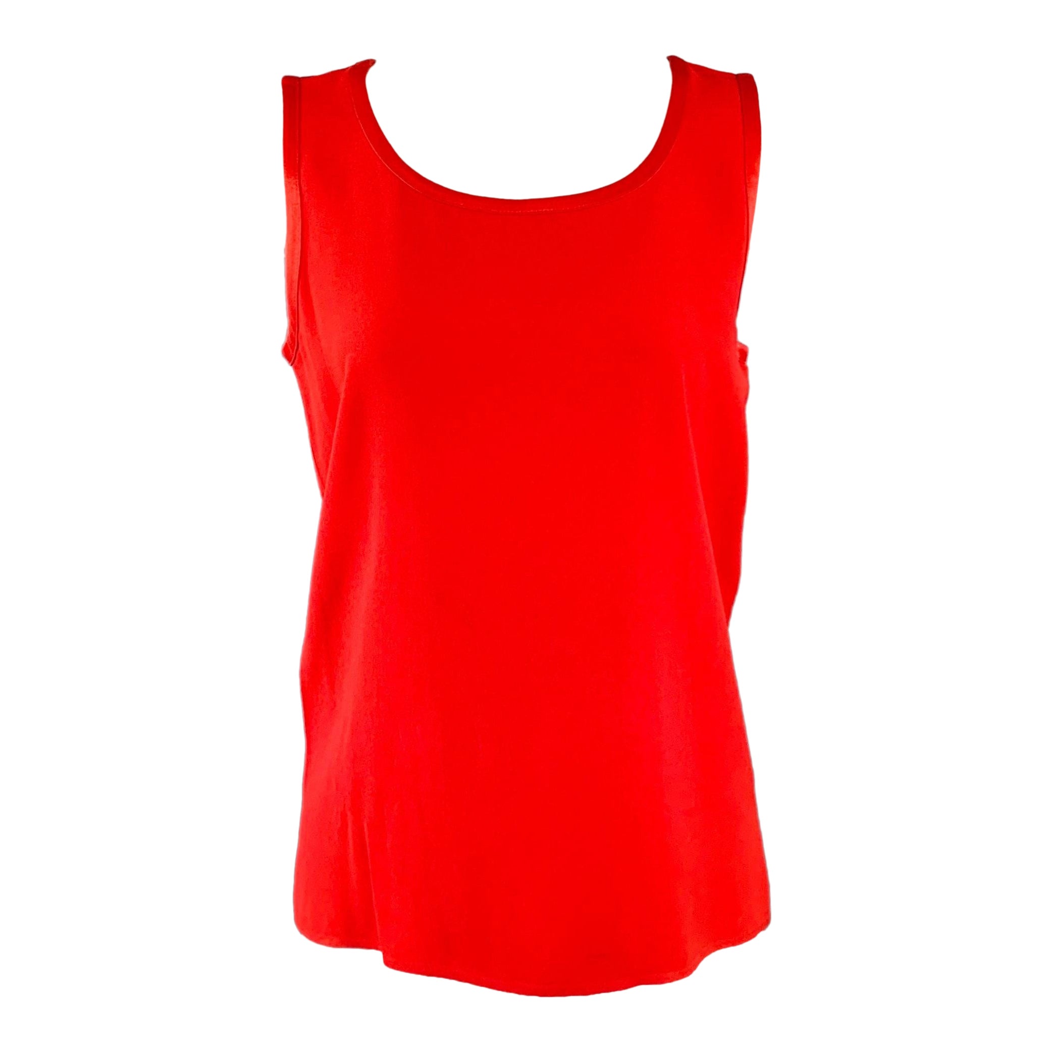 YVES SAINT LAURENT Size M Red Silk Crepe Sleeveless Casual Top For Sale