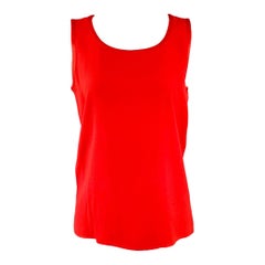 YVES SAINT LAURENT Size M Red Silk Crepe Sleeveless Casual Top