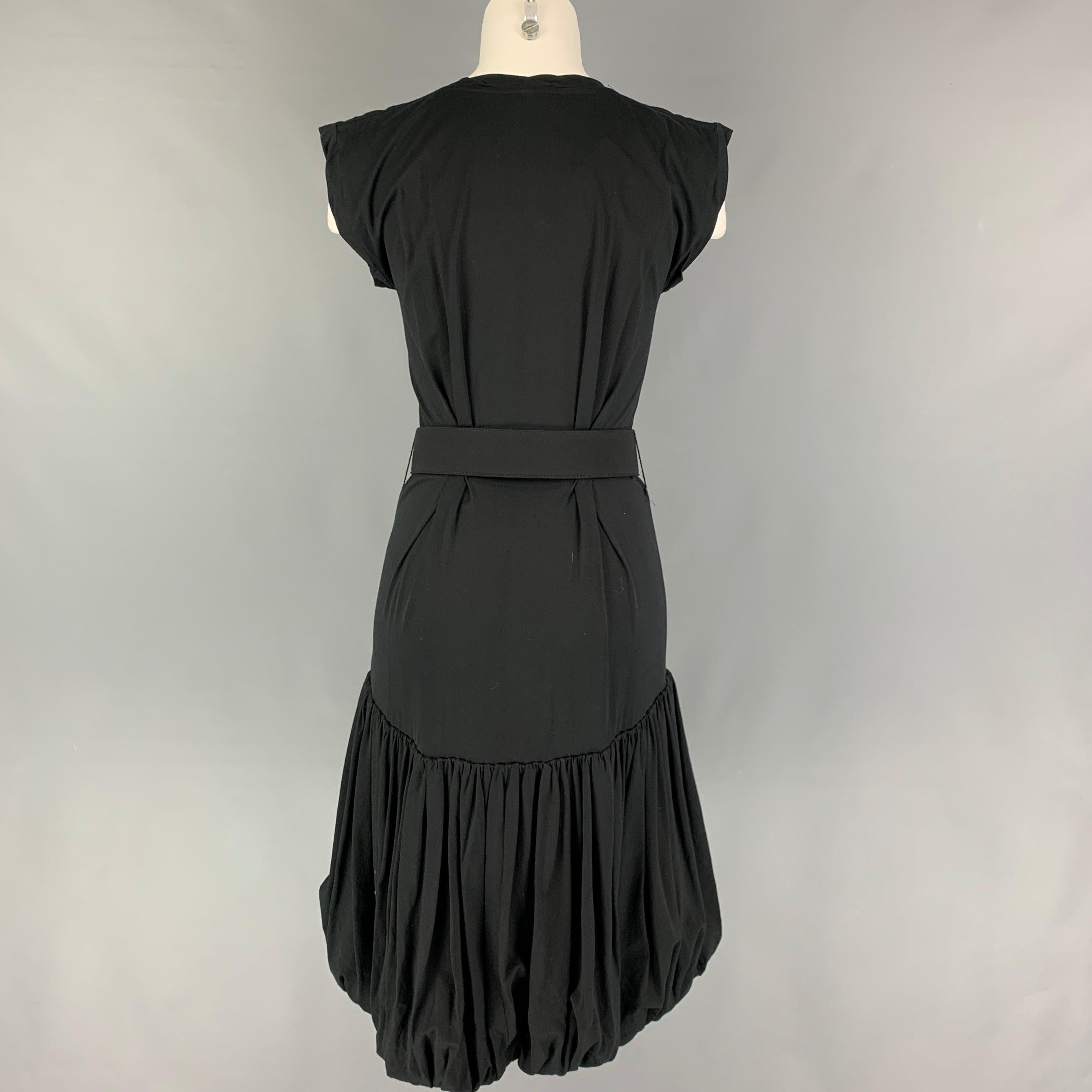 YVES SAINT LAURENT Size S Black Cotton Bubble Hem Dress In Good Condition For Sale In San Francisco, CA
