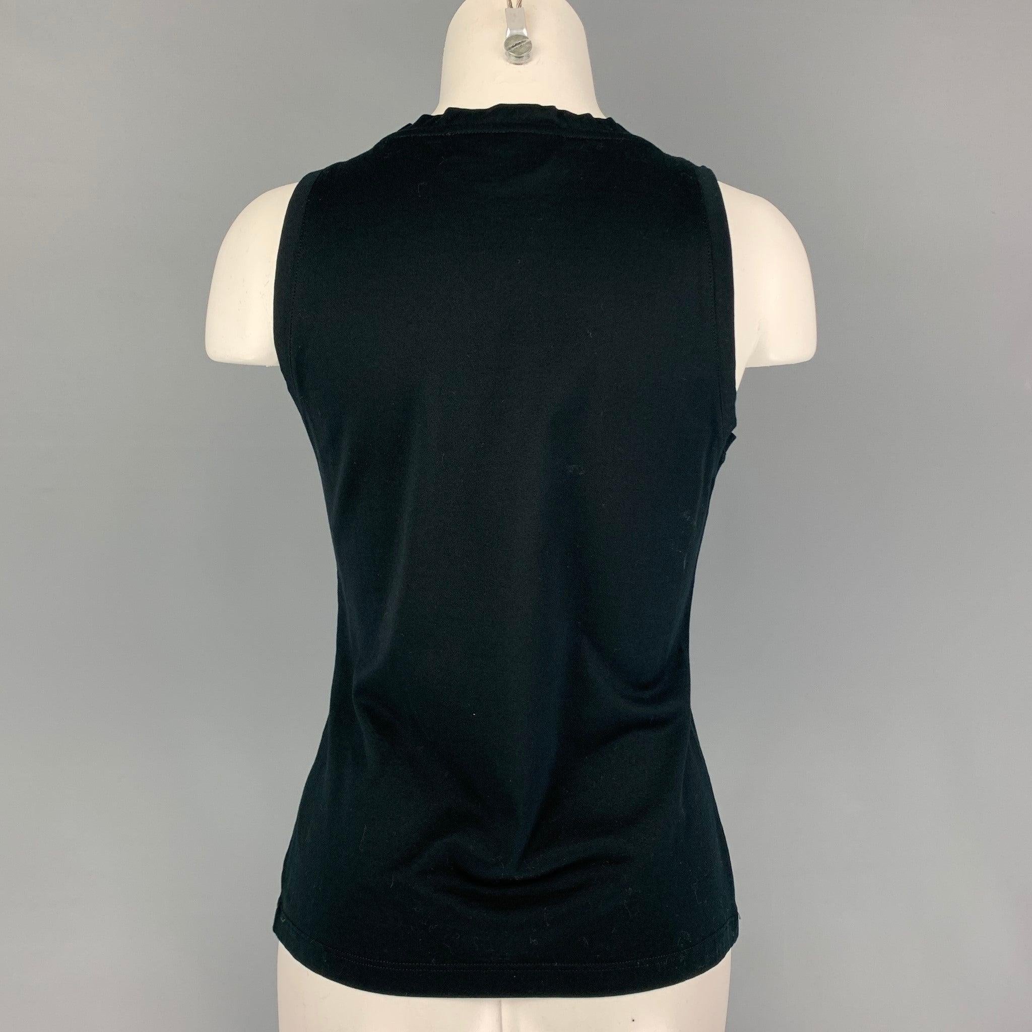 YVES SAINT LAURENT Size S Black Cotton Camisole Top In Good Condition For Sale In San Francisco, CA