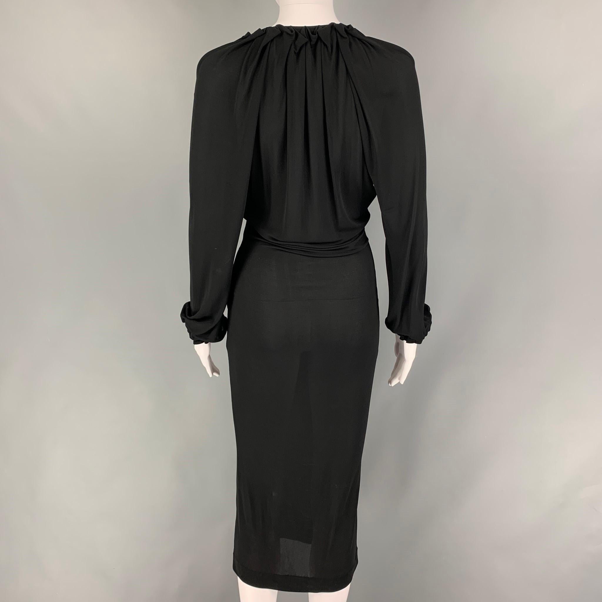 YVES SAINT LAURENT Size S Black Viscose Long Sleeve Cocktail Dress In Good Condition In San Francisco, CA