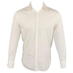 YVES SAINT LAURENT Size S White Cotton French Cuff Long Sleeve Shirt