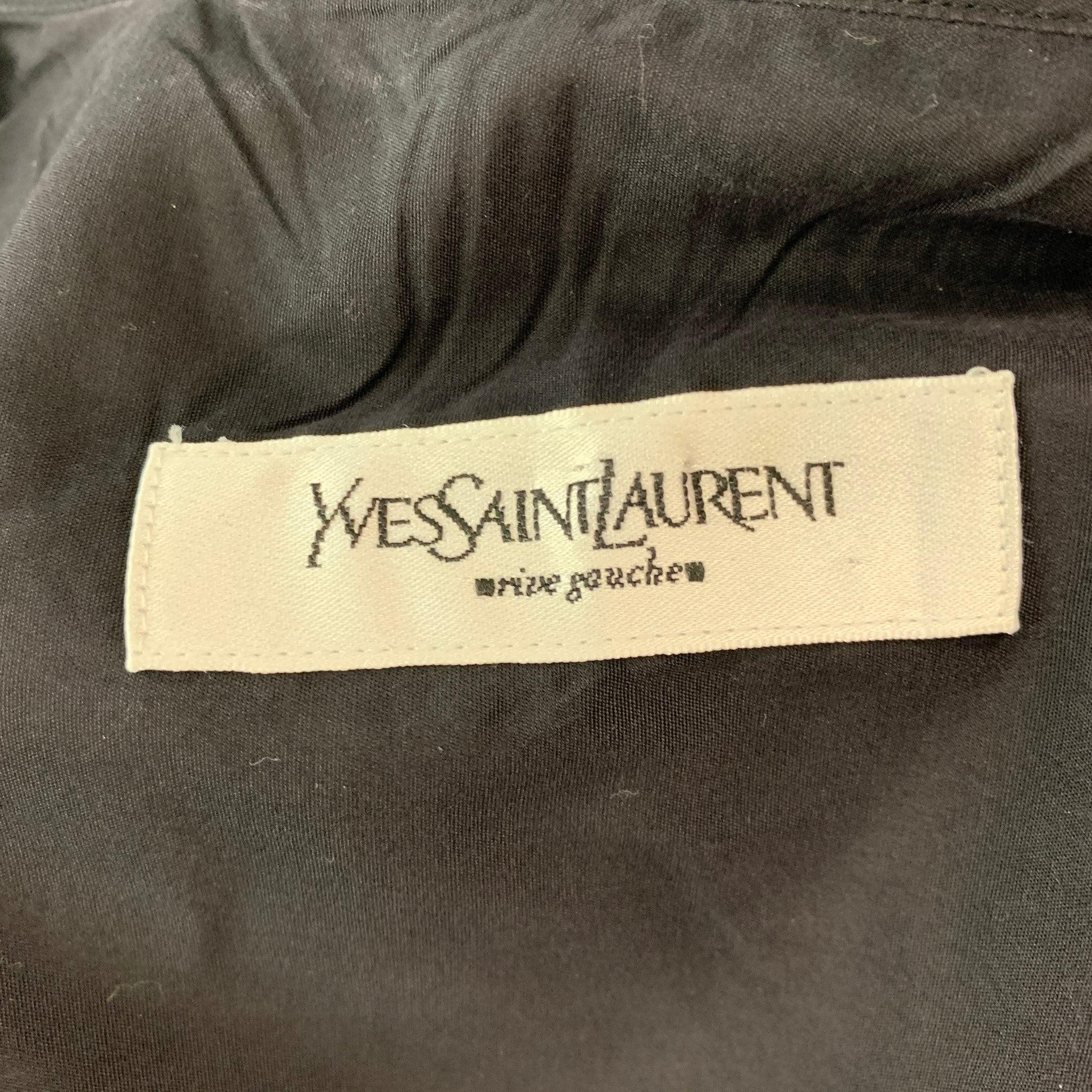 YVES SAINT LAURENT Größe XL Schwarzes langärmeliges Hemd aus Baumwolle mit Nehru-Kragen im Angebot 2