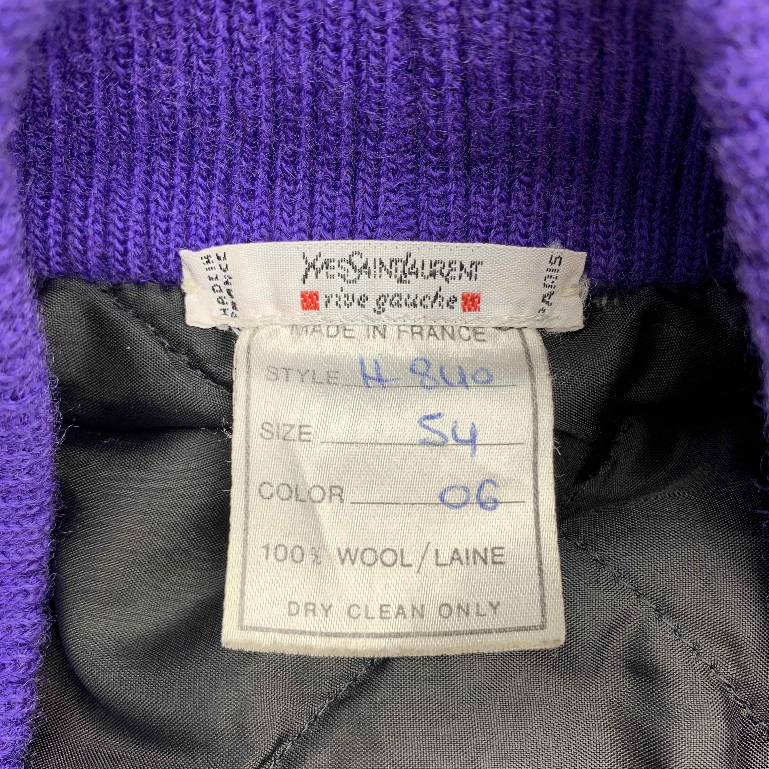 YVES SAINT LAURENT Size XL Purple & Blue Baroque Wool Knit Vintage Jacket 4
