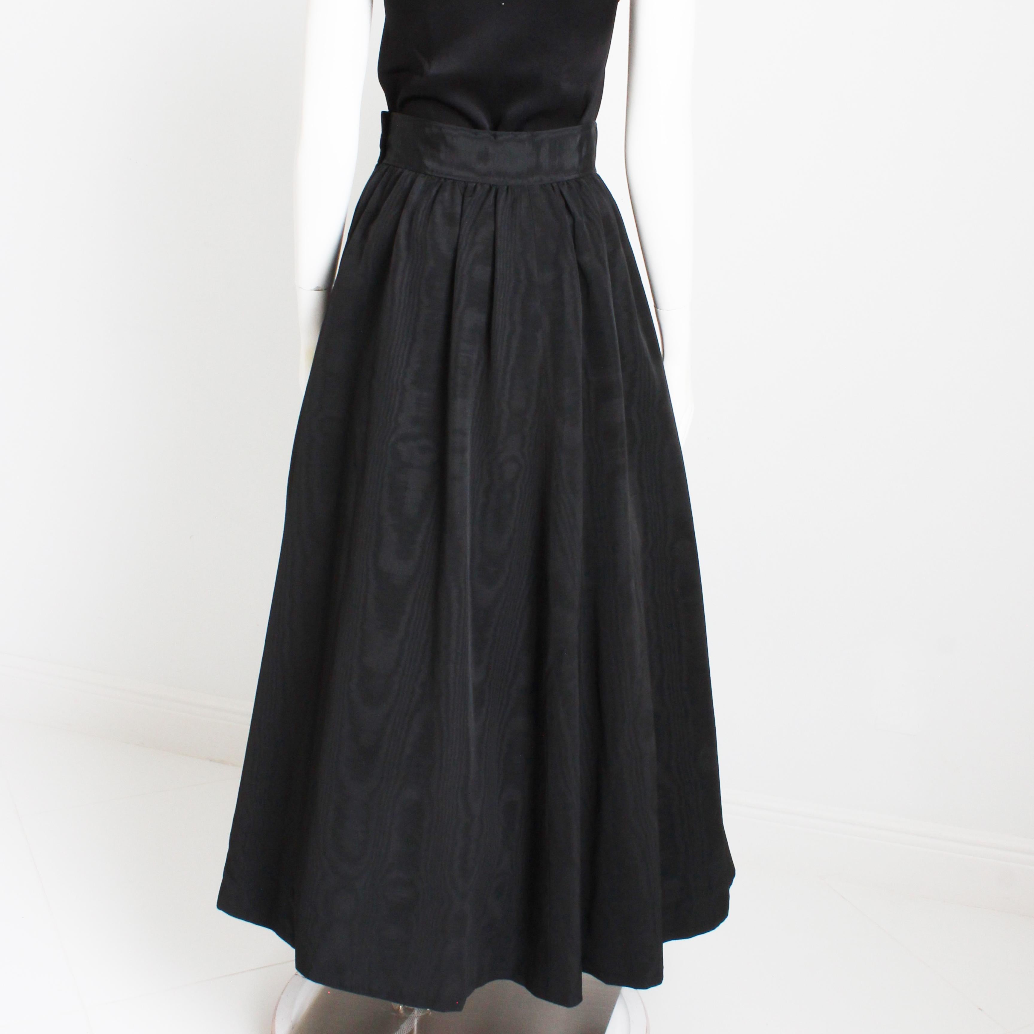 Yves Saint Laurent Skirt Black Moire Maxi Rare Ballet Russes Vintage 70s EU 42 For Sale 4