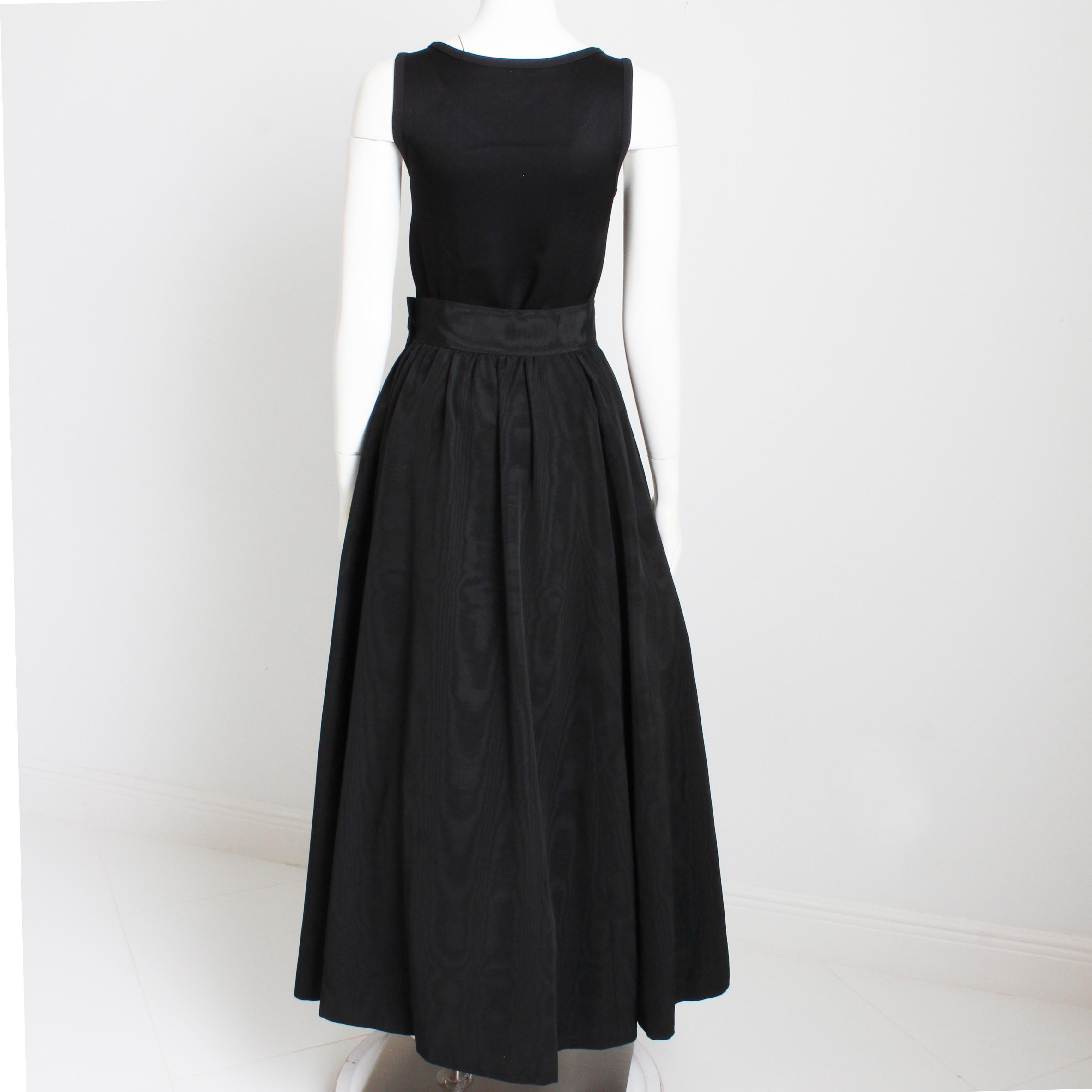 Yves Saint Laurent Skirt Black Moire Maxi Rare Ballet Russes Vintage 70s EU 42 For Sale 5