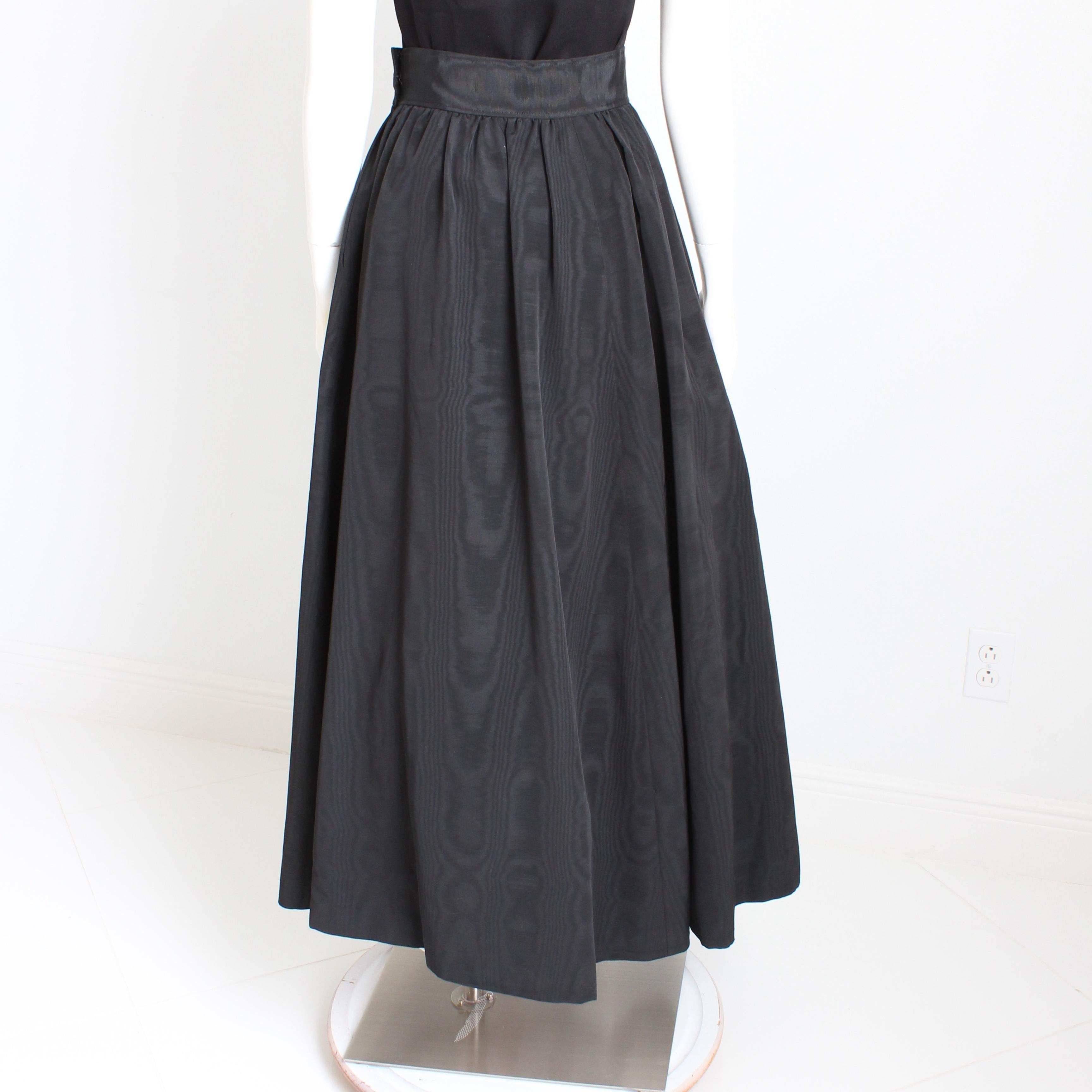 Yves Saint Laurent Skirt Black Moire Maxi Rare Ballet Russes Vintage 70s EU 42 For Sale 6