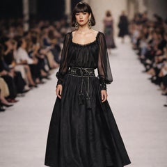 Yves Saint Laurent - Jupe longue moulante noire rare de ballet Russes vintage, taille EU 42, années 70