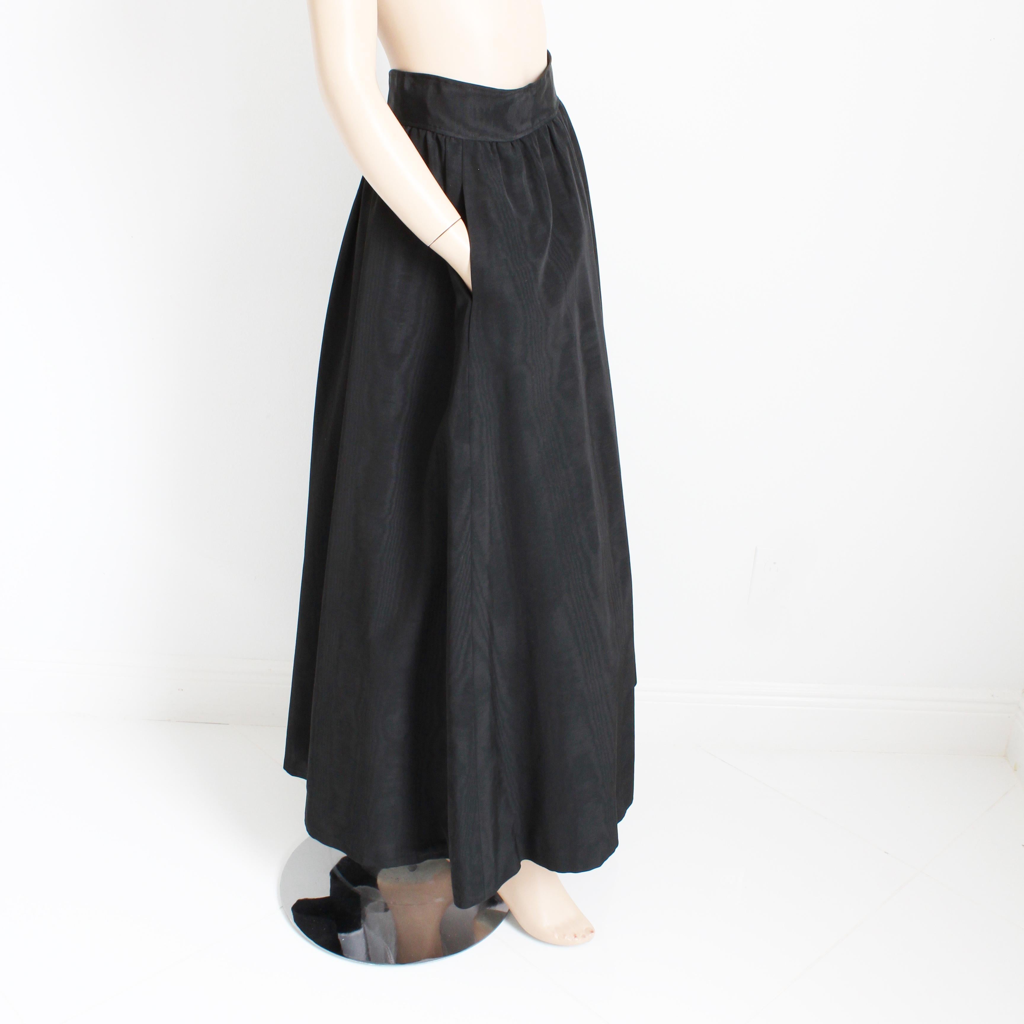 Yves Saint Laurent Skirt Black Moire Maxi Rare Ballet Russes Vintage 70s EU 42 In Good Condition For Sale In Port Saint Lucie, FL
