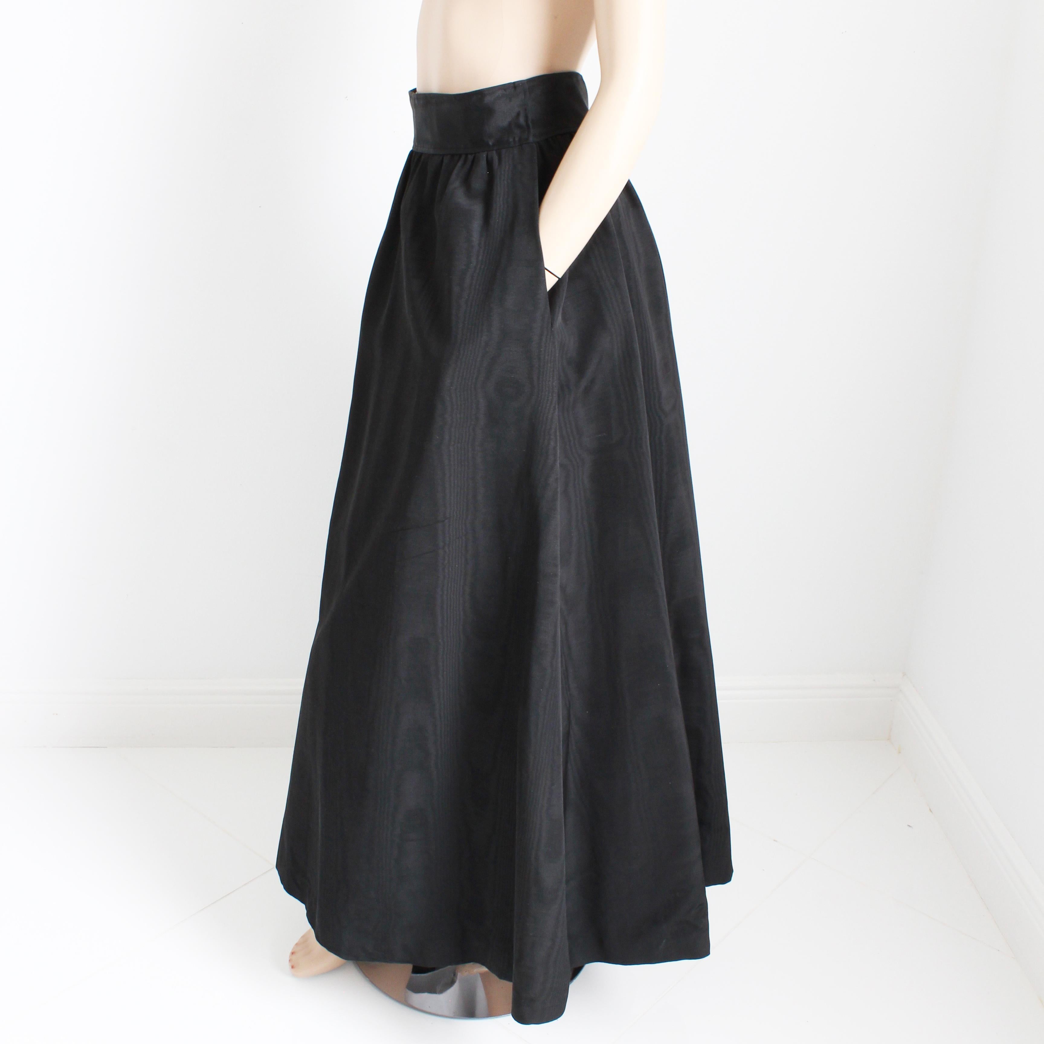 Women's Yves Saint Laurent Skirt Black Moire Maxi Rare Ballet Russes Vintage 70s EU 42 For Sale