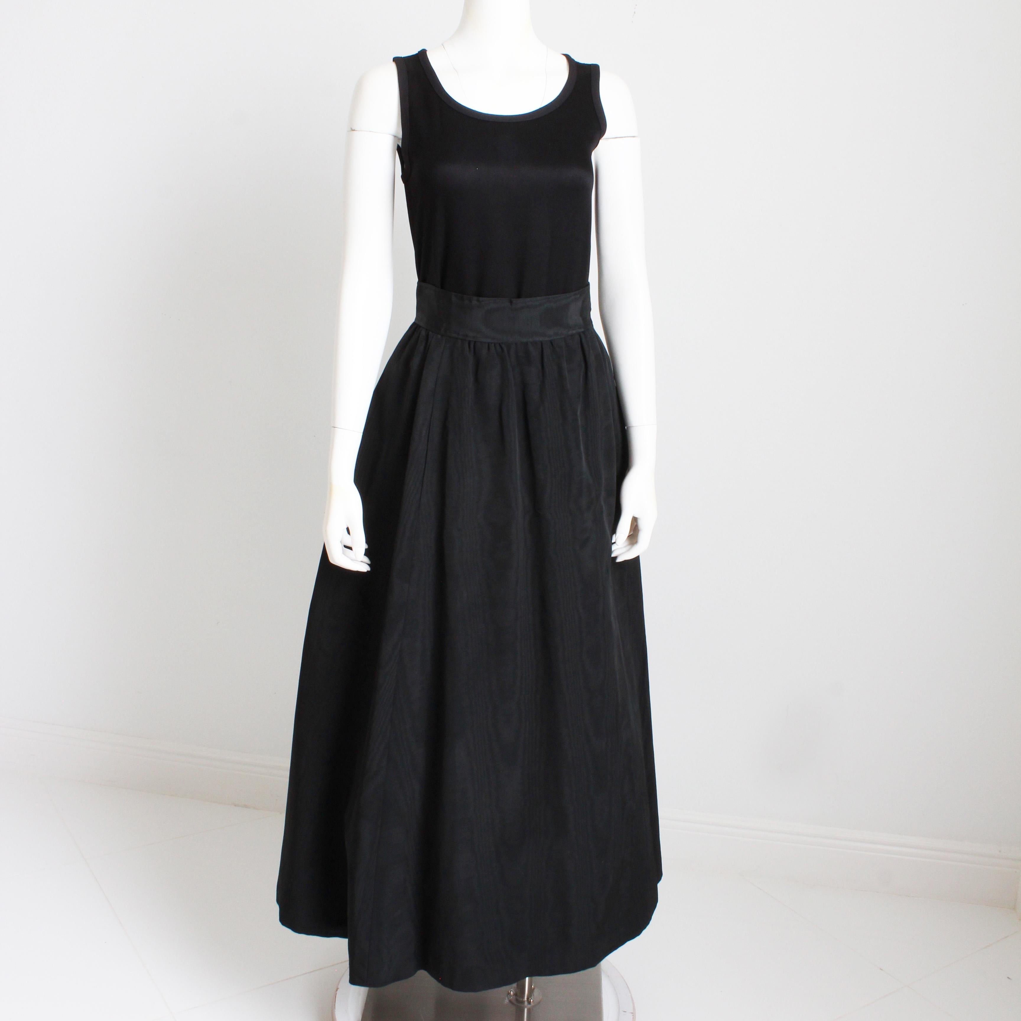 Yves Saint Laurent Skirt Black Moire Maxi Rare Ballet Russes Vintage 70s EU 42 For Sale 2