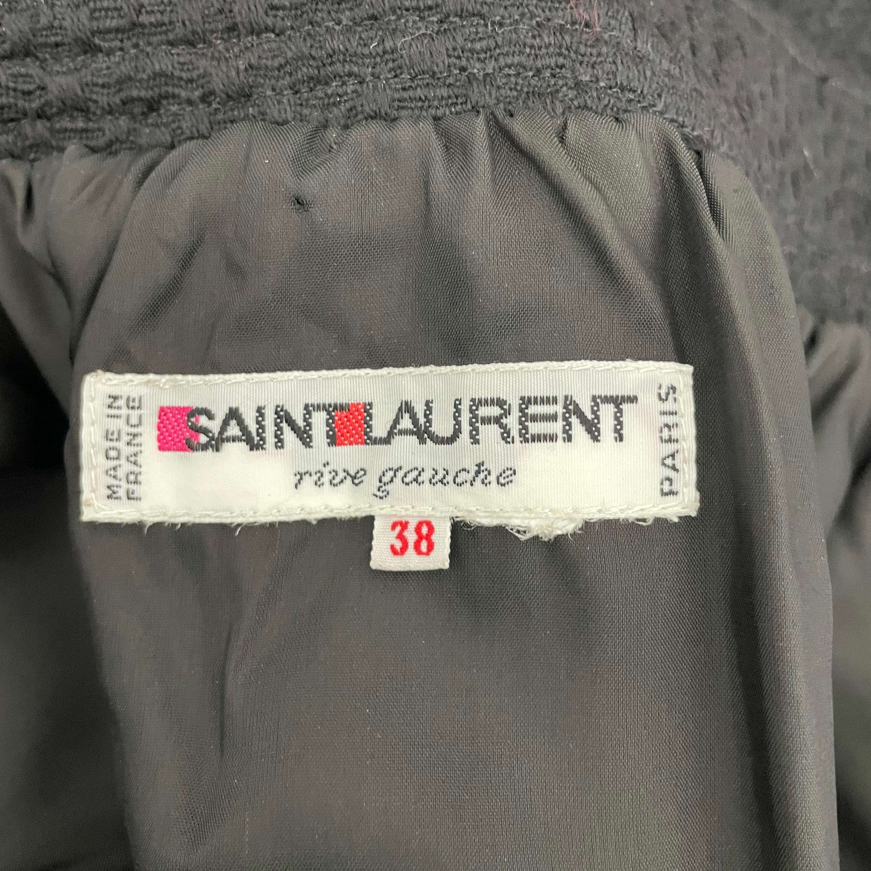 Yves Saint Laurent Skirt Pencil Black Textured Knit YSL Rive Gauche Size 38 90s For Sale 6