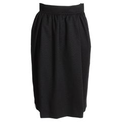 Retro Yves Saint Laurent Skirt Pencil Black Textured Knit YSL Rive Gauche Size 38 90s